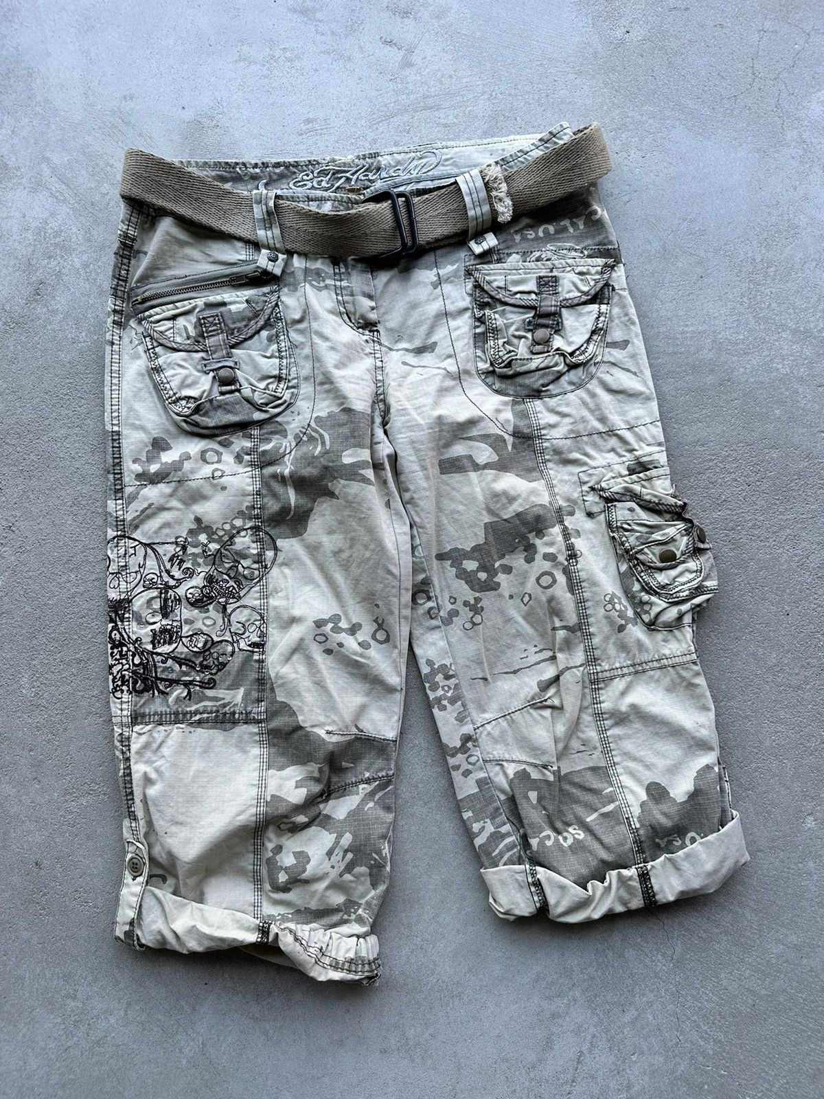 Christian Audigier × Ed Hardy × Vintage Vintage Ed Hardy 3/4 Shorts Size 32" / US 10 / IT 46 - 2 Thumbnail