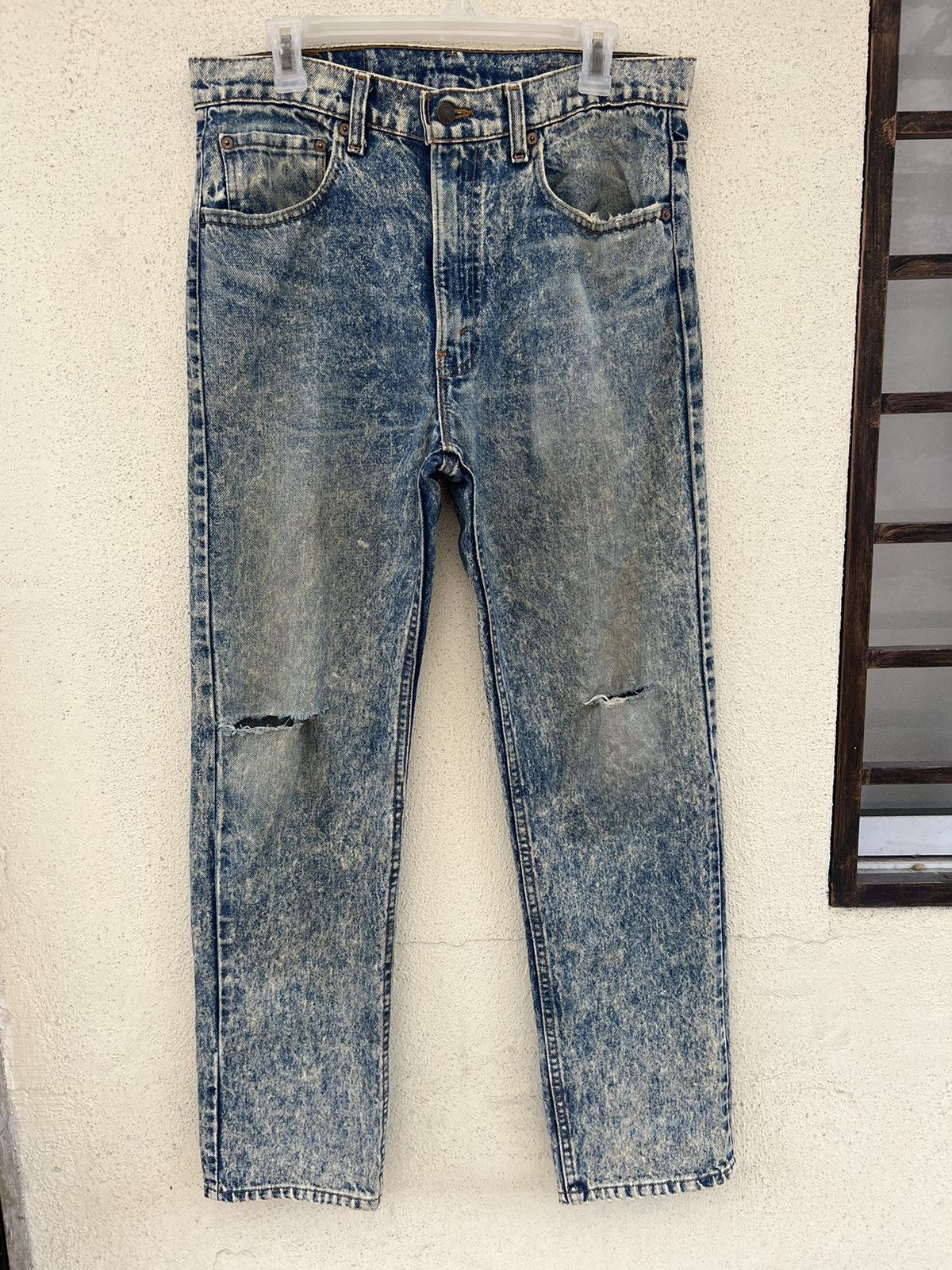 Levi's Vintage 80s Levi’s 505 Mud Acid Wash Denim Rips Knee Jeans Size US 34 / EU 50 - 6 Thumbnail