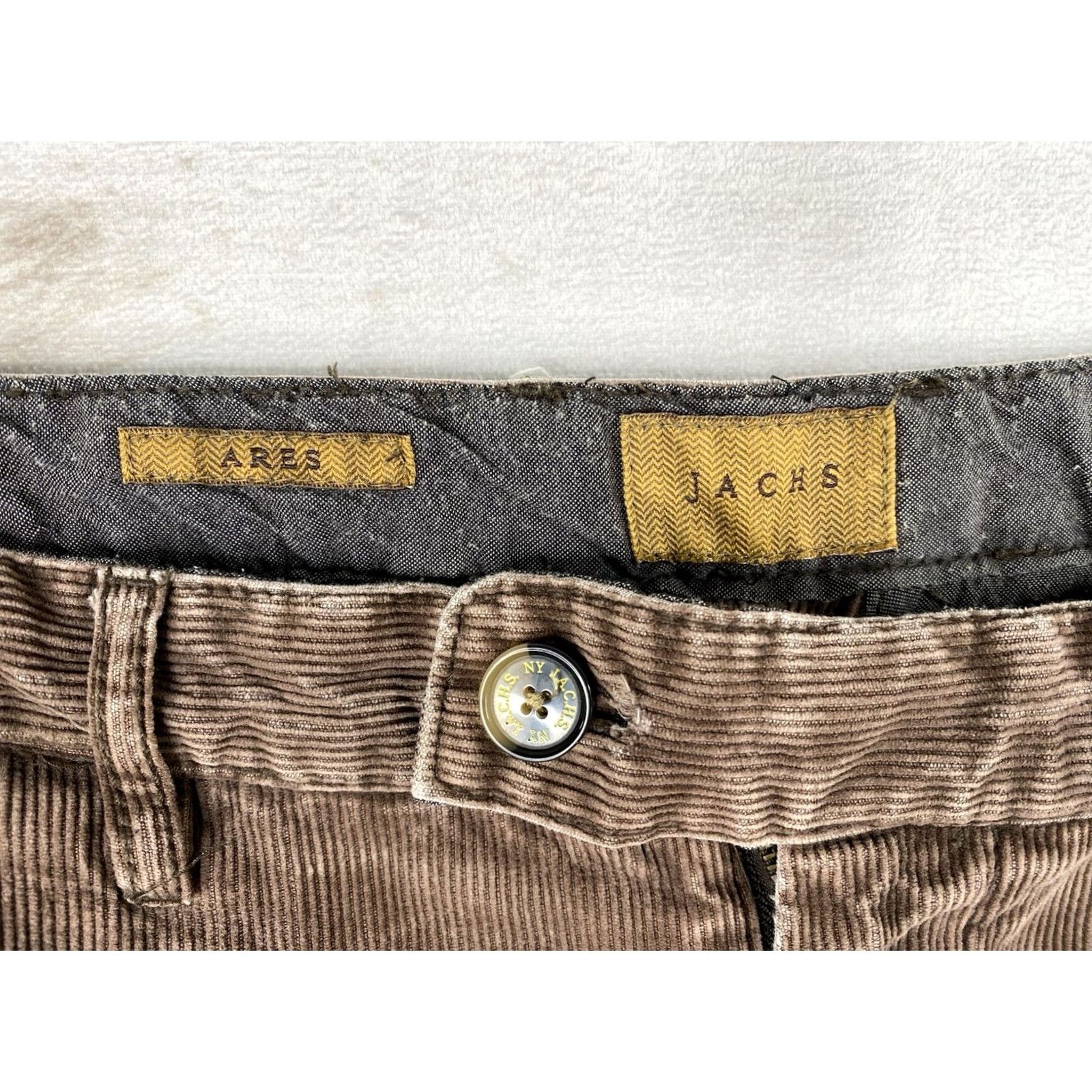 Vintage JACHS Corduroy Pants Mens 30x31 Brown Slim Straight Fit Tapered 5-Pocket Flat Front Button Zip College Chino Casual Workwear Men Pants Brown Size US 30 / EU 46 - 5 Thumbnail