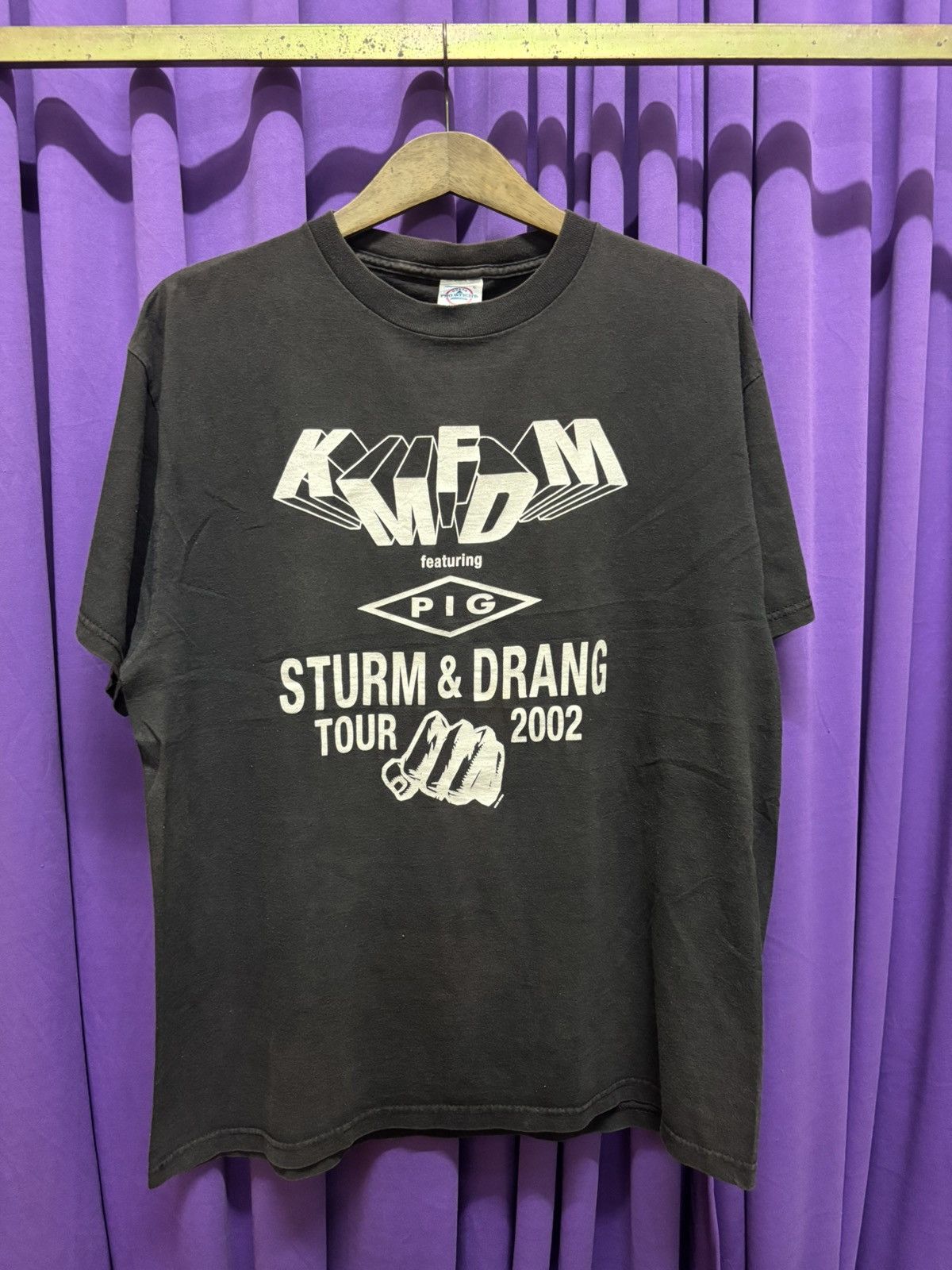 Band Tees vintage KMFDM & PIG STURM AND DRANG TOUR sunfaded erd style Size US L / EU 52-54 / 3 - 1 Thumbnail