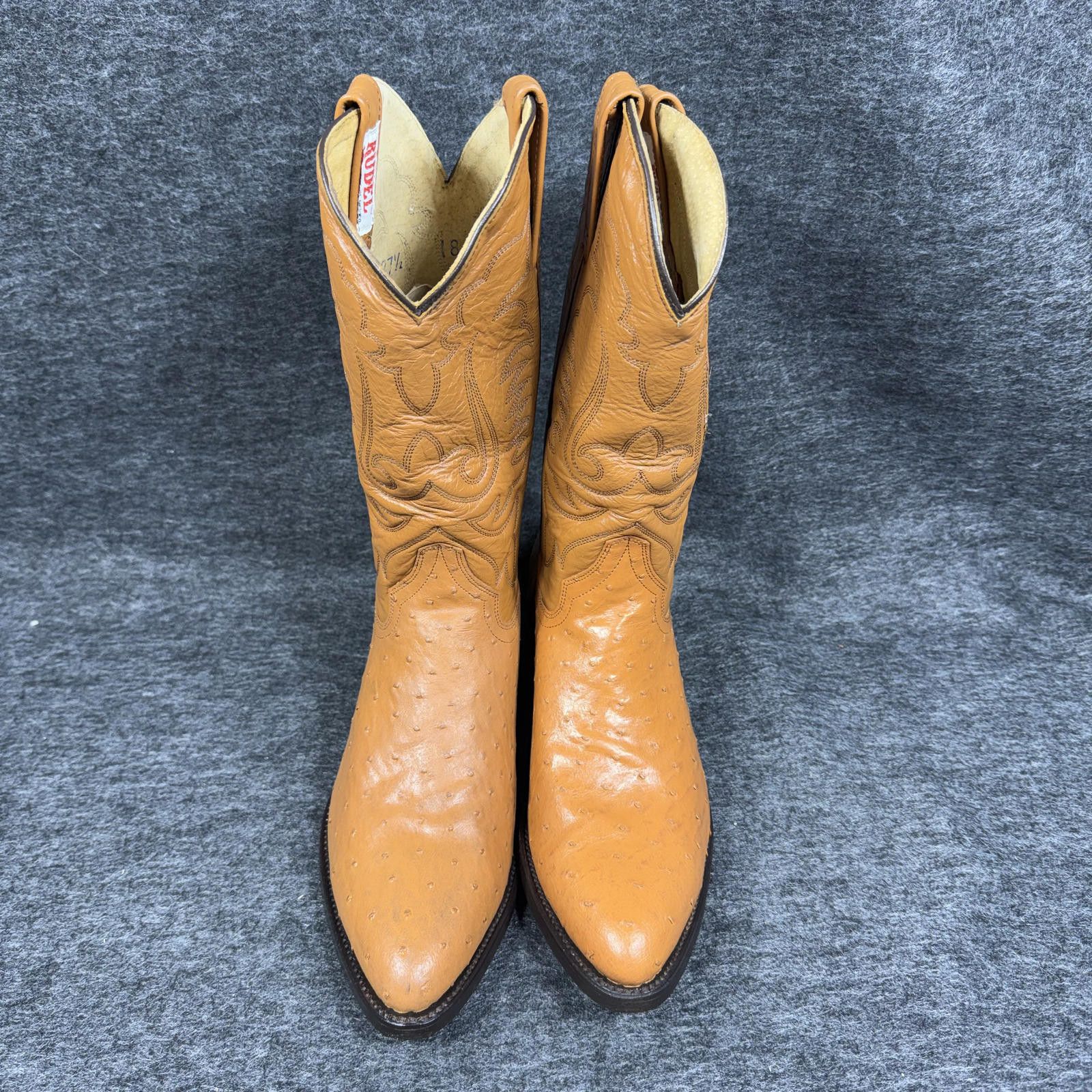 RUDE GALLERY Rudel Western Boots Men's 8.5 Honey Leather Ostrich NEW Size US 8.5 / EU 41-42 - 4 Thumbnail