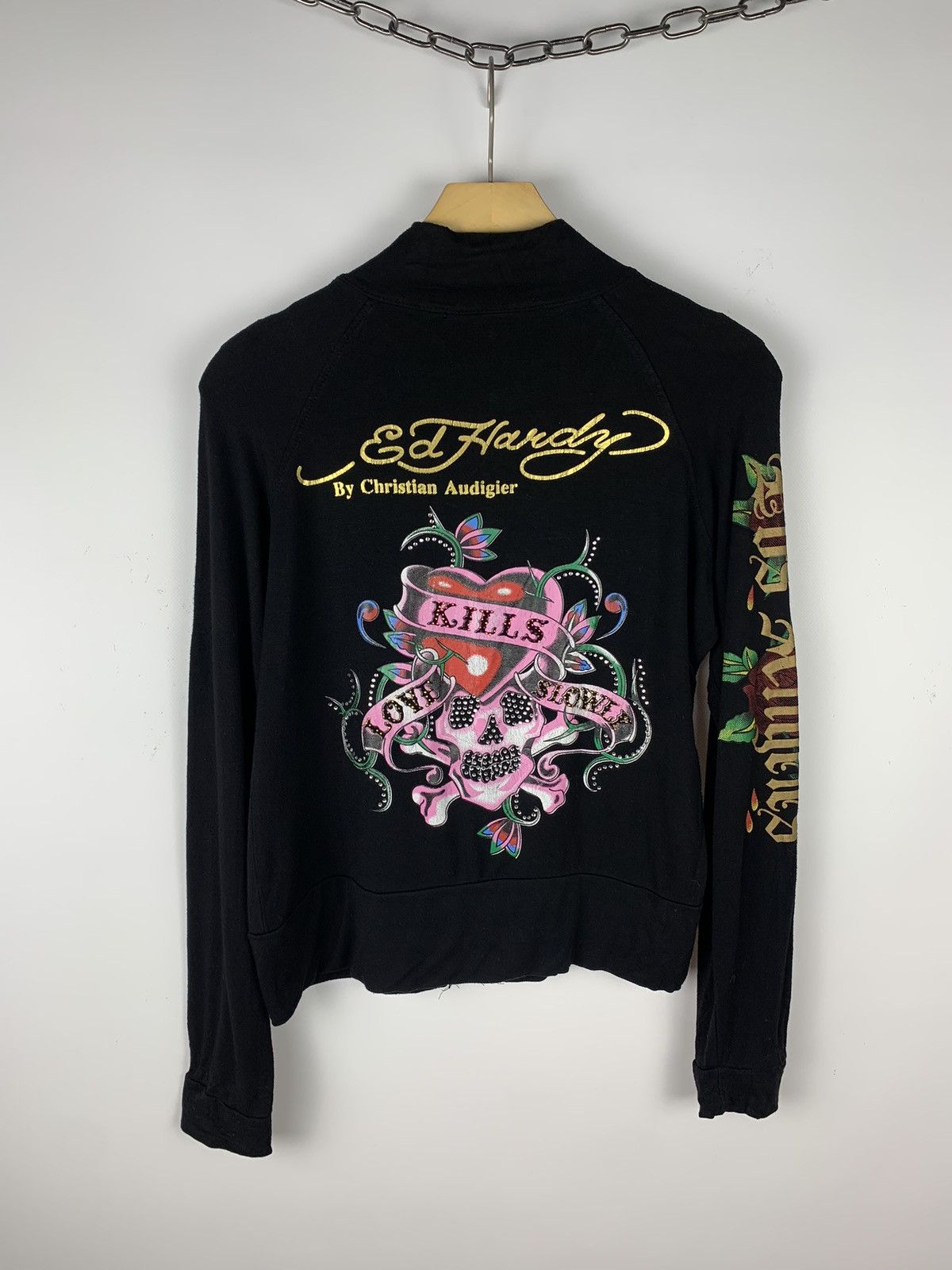 Ed Hardy Vintage Y2K Ed Hardy By Christian Audigier Track Jacket Zip Size S / US 4 / IT 40 - 1 Thumbnail