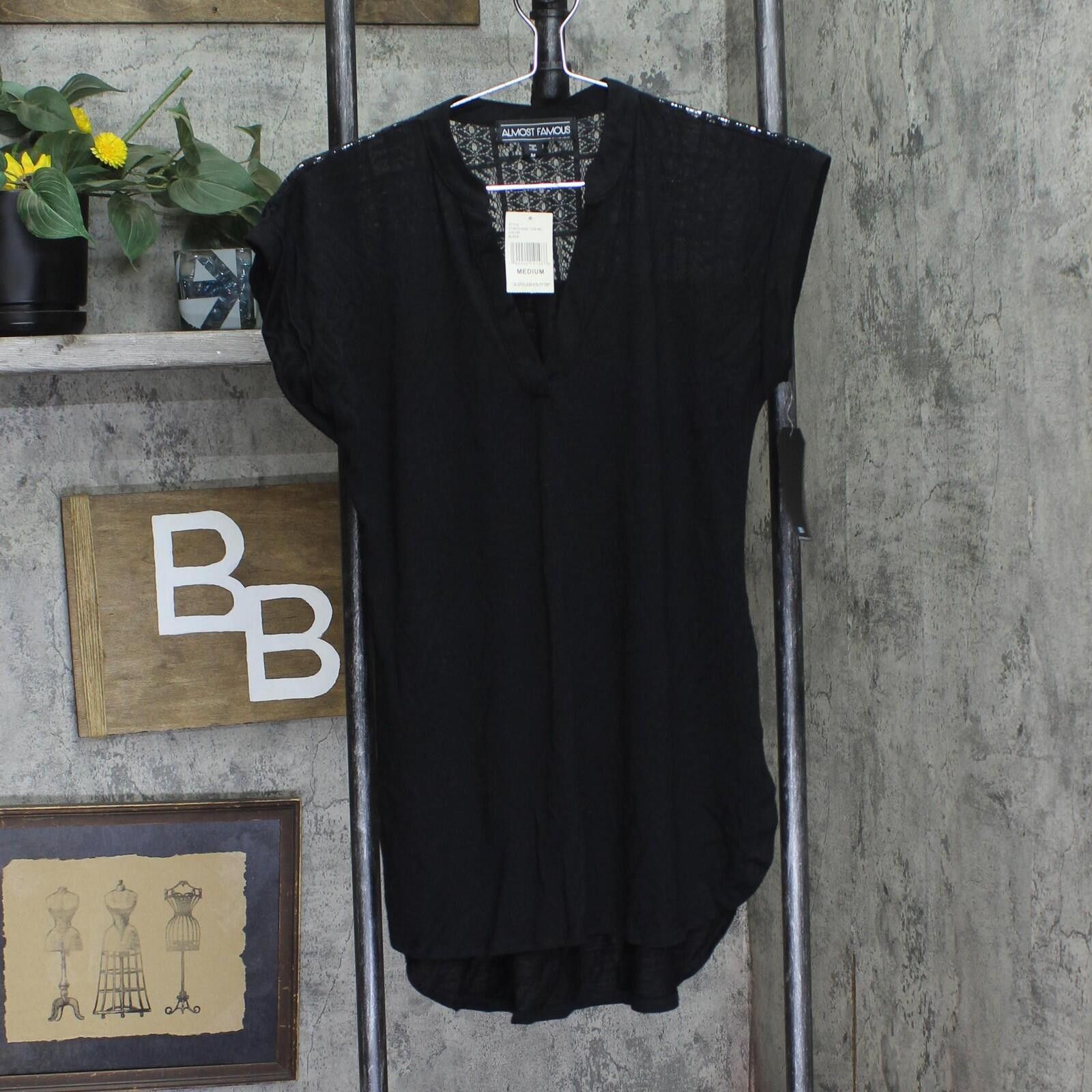 Almost Famous Nwt Almost Famous Cap-sleeve High-low Utility Tunic Black M Size M / US 6-8 / IT 42-44 - 1 Thumbnail