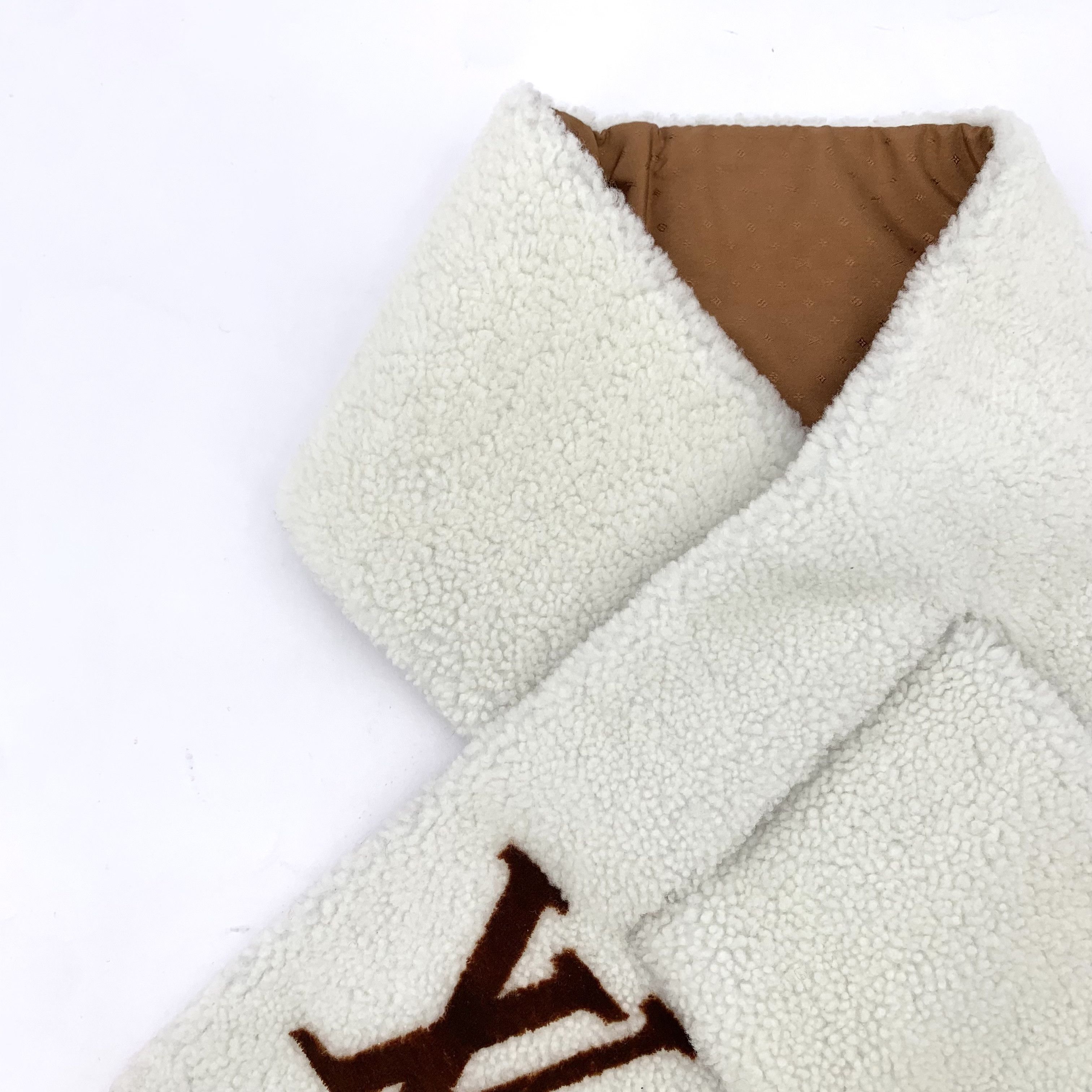 Louis Vuitton Louis Vuitton Off-White Monogram Knit Scarf (105×14cm) Size ONE SIZE - 6 Thumbnail