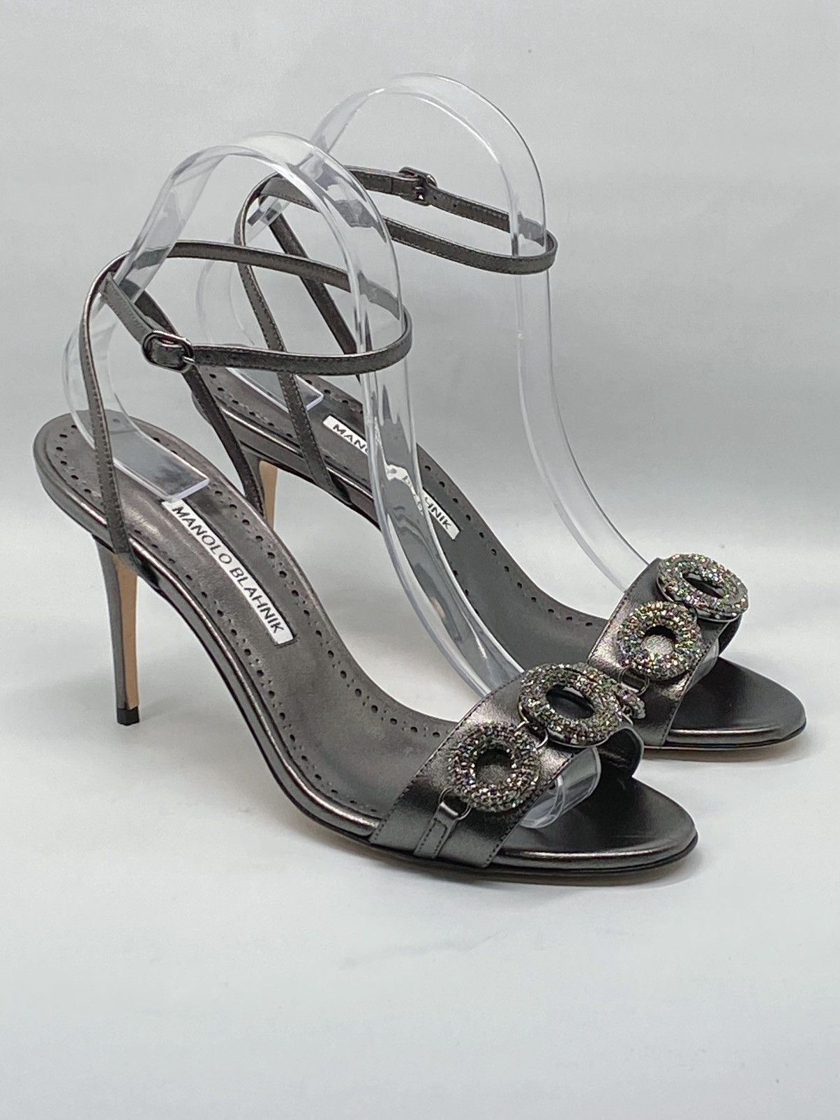 Manolo Blahnik Manolo Blahnik Crystal-Embellished Leather Sandals size 37.5 Size US 7.5 / IT 37.5 - 5 Thumbnail