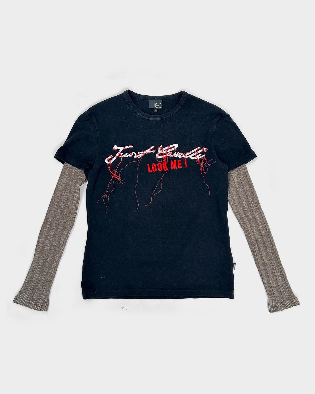 image of Just Cavalli 2 Texture Logo Tee 2000's in Black/Red, Men's (Size Medium)