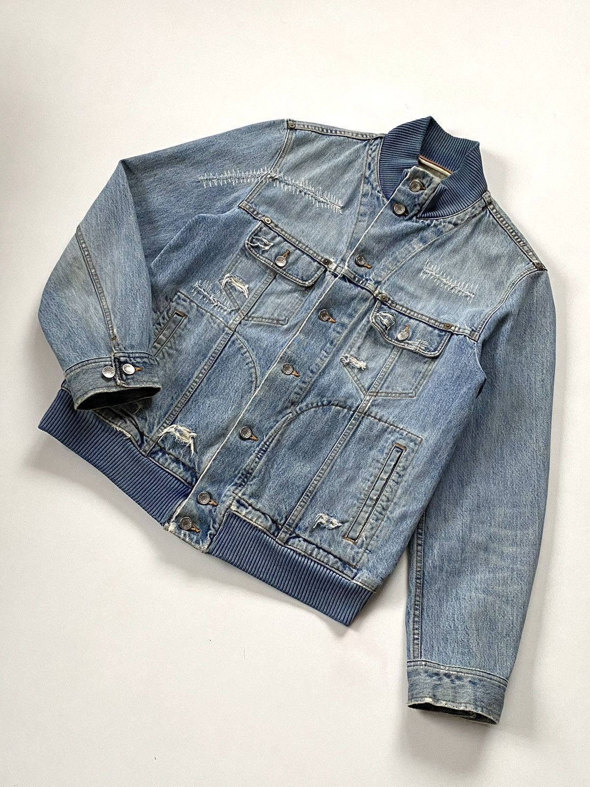 Dolce & Gabbana 00s Dolce&Gabbana Washed Denim Distressed Jacket Size US L / EU 52-54 / 3 - 4 Thumbnail
