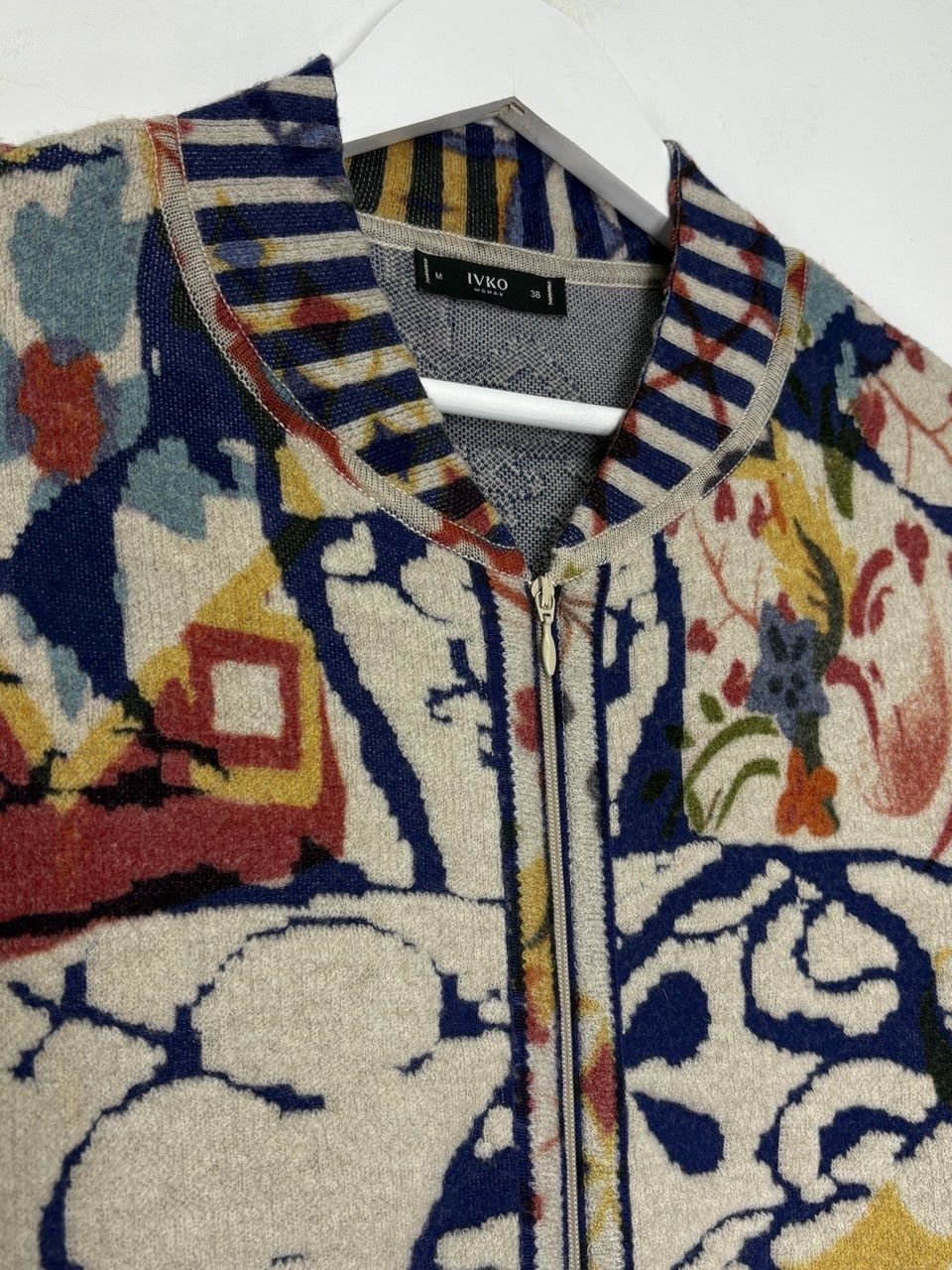 Other Ivko Wool Printed Bomber Jacket Trencar Pattern Front Zip Size S / US 4 / IT 40 - 7 Thumbnail
