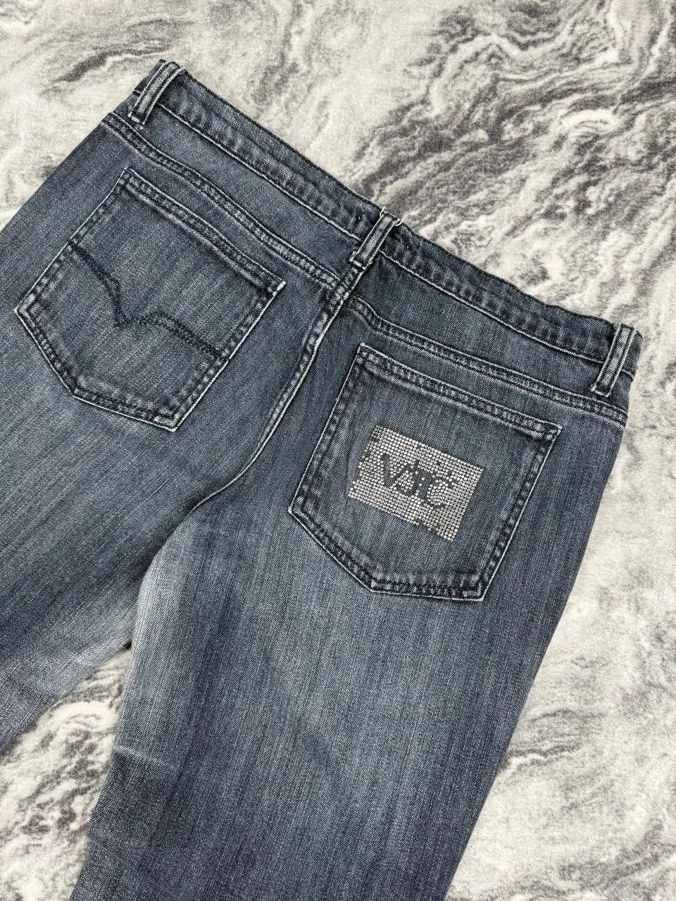 Versace Vintage Versace Jeans Denim Big Logo Rhinestones Size US 33 - 2 Thumbnail