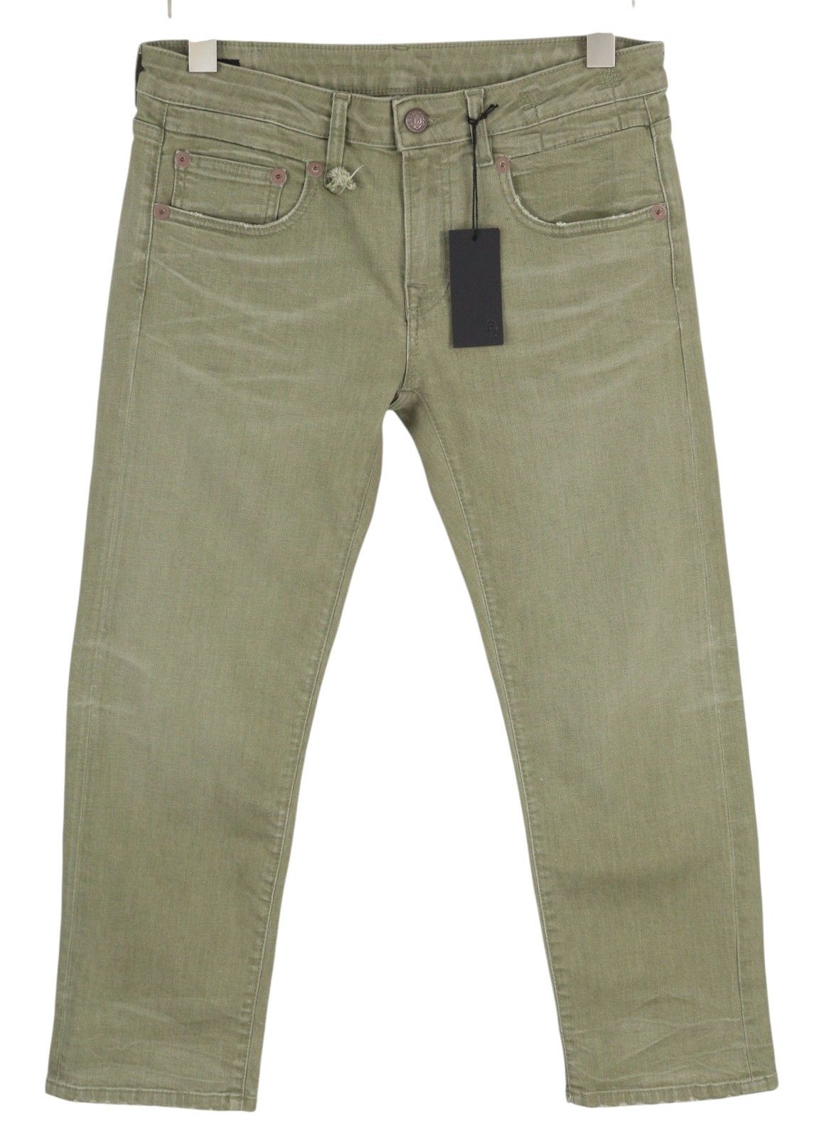 R13 BOY STRAIGHT 27 Cropped Washed Olive Green 84498 Size 27" / US 4 / IT 40 - 2 Thumbnail