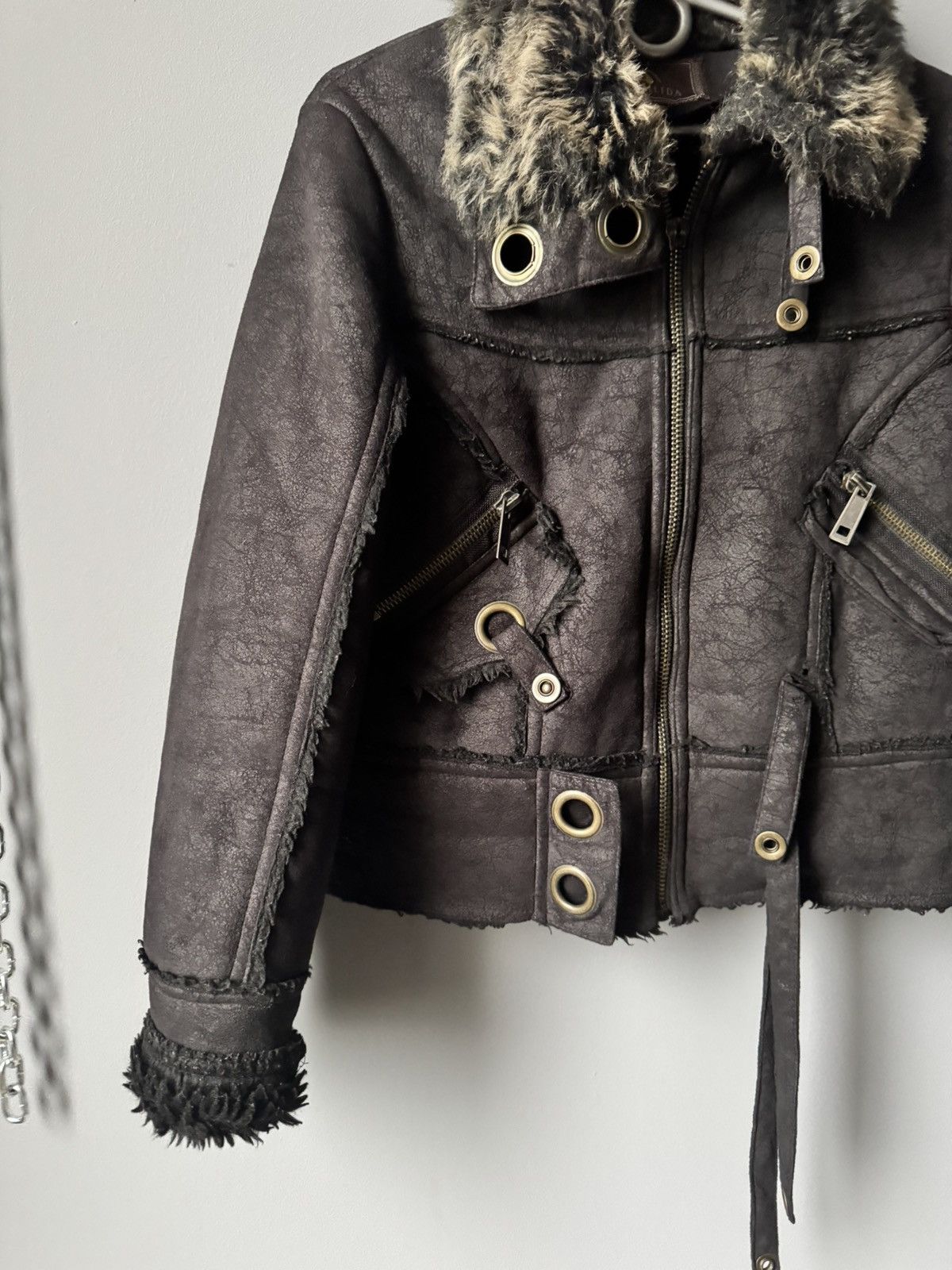 If Six Was Nine Rare fur fuzzy gothic bomber jacket if six was nine style Size M / US 6-8 / IT 42-44 - 2 Thumbnail