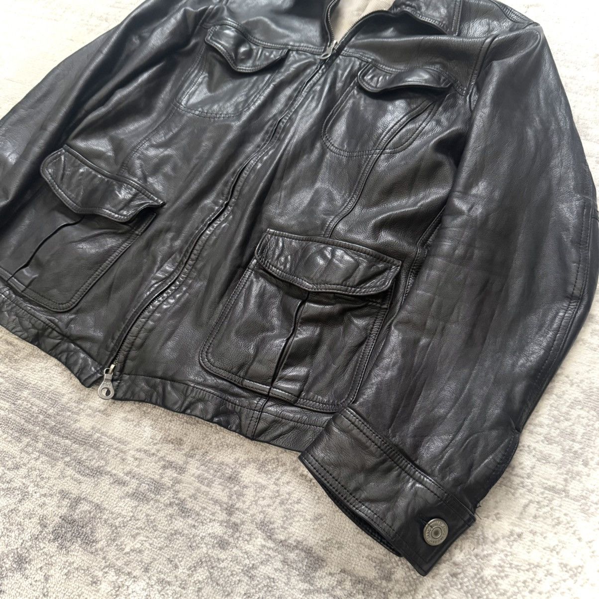 Yohji Yamamoto Early 2000's Kyoji Maruyama Jersey Cowhide Leather Jacket Size US M / EU 48-50 / 2 - 3 Thumbnail