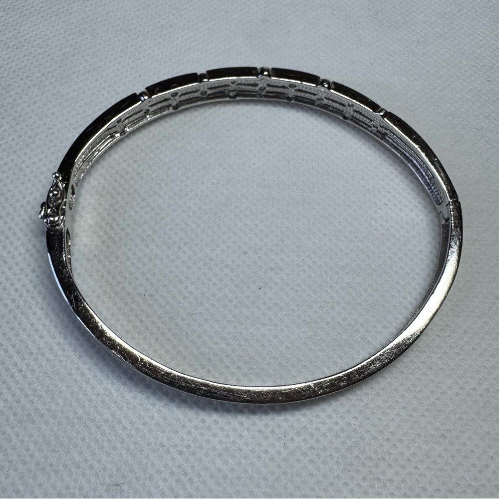 Other 925 Sterling Silver 3 Row Cubic Zirconia Bangle Bracelet Size ONE SIZE - 4 Thumbnail