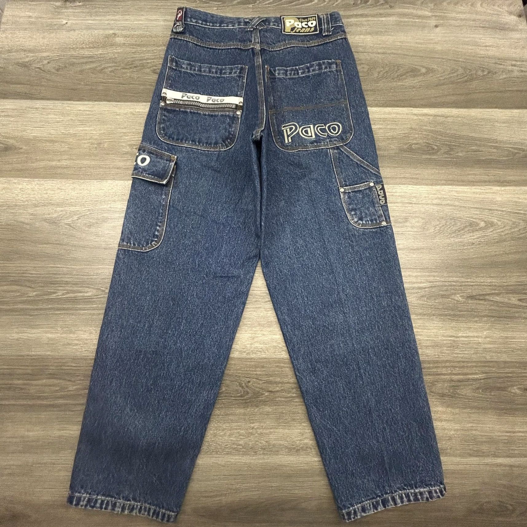 Vintage VINTAGE Paco Jeans Mens 32x32 Blue Baggy Cargo Carpenter Wide Leg Y2K Streetwear Size US 32 / EU 48 - 6 Thumbnail