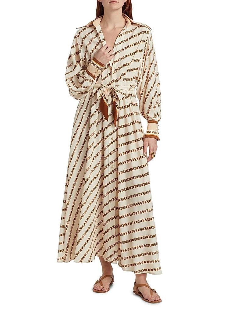 Zimmermann oc11z0226 Tuck Midi-Shirt Dress In Cream/Brown Size S / US 4 / IT 40 - 3 Thumbnail