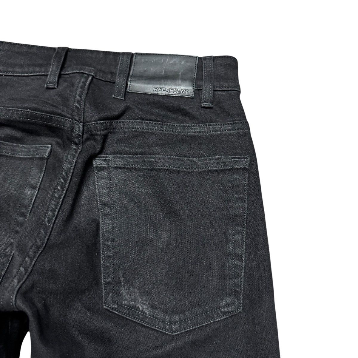 Represent Clo. Represent Jet Black Repairer Denim Jeans Size US 28 / EU 44 - 15 Thumbnail