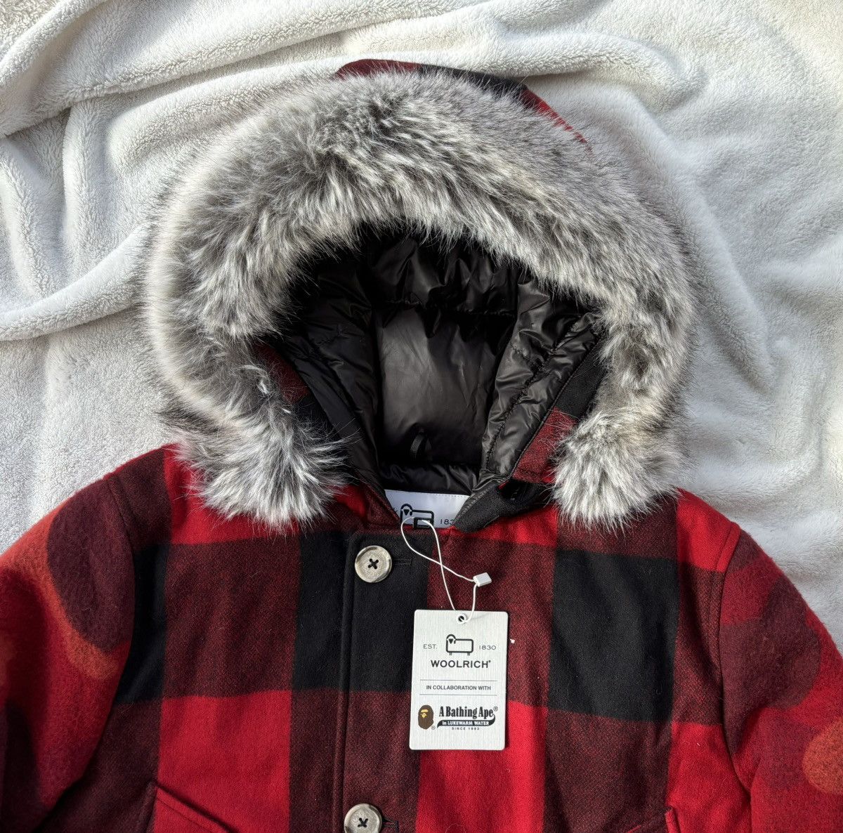Bape × Woolrich Woolen Mills Bape x Woolrich Plaid Arctic Fur Parka - RARE Size US L / EU 52-54 / 3 - 3 Thumbnail