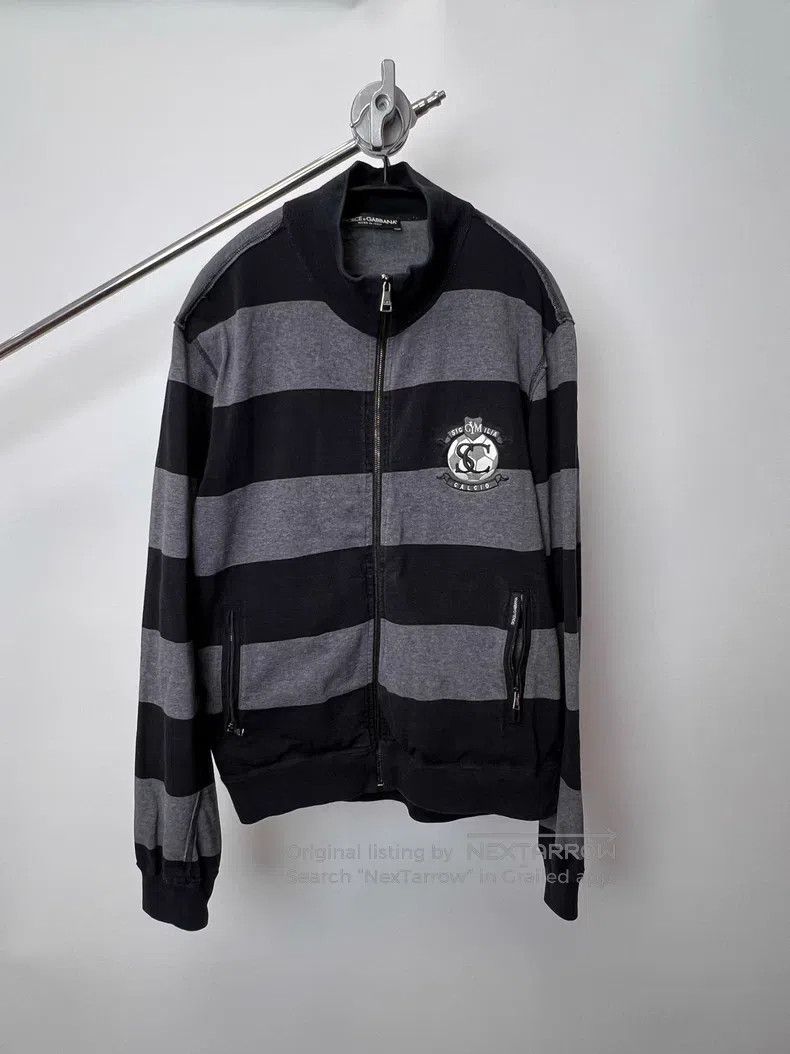 Dolce Gabbana Soccer Embroidered Striped Zip-up Hoodie