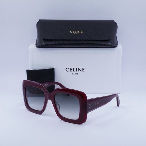 Celine CL40263I 69B Sunglasses Bordeaux Square Frame, Smoke display picture 1