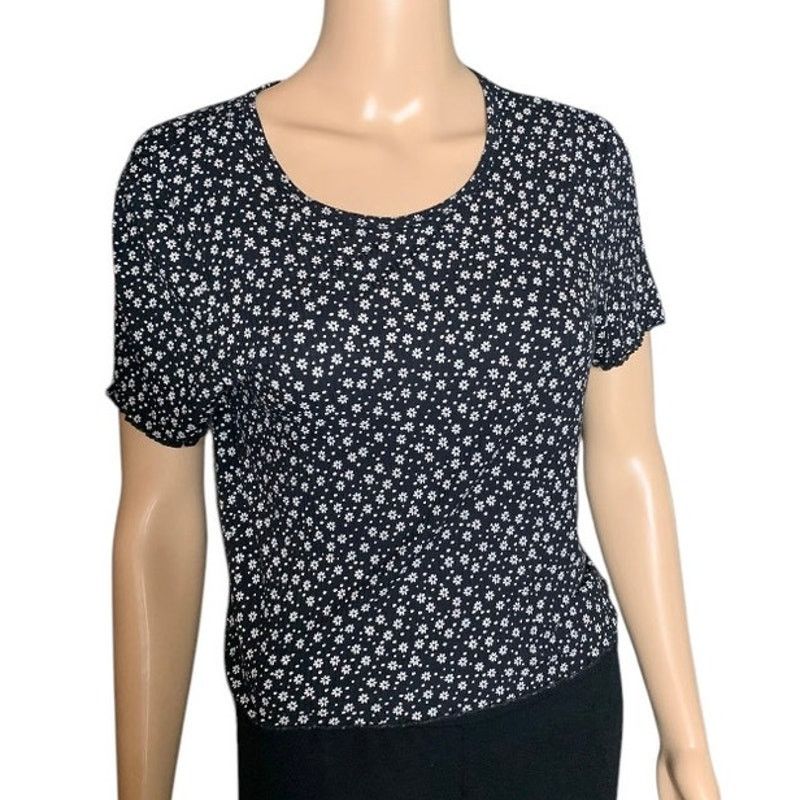 American Eagle Outfitters AMERICAN EAGLE Soft & Sexy Black Floral Crop Top Women Large Size L / US 10 / IT 46 - 8 Thumbnail
