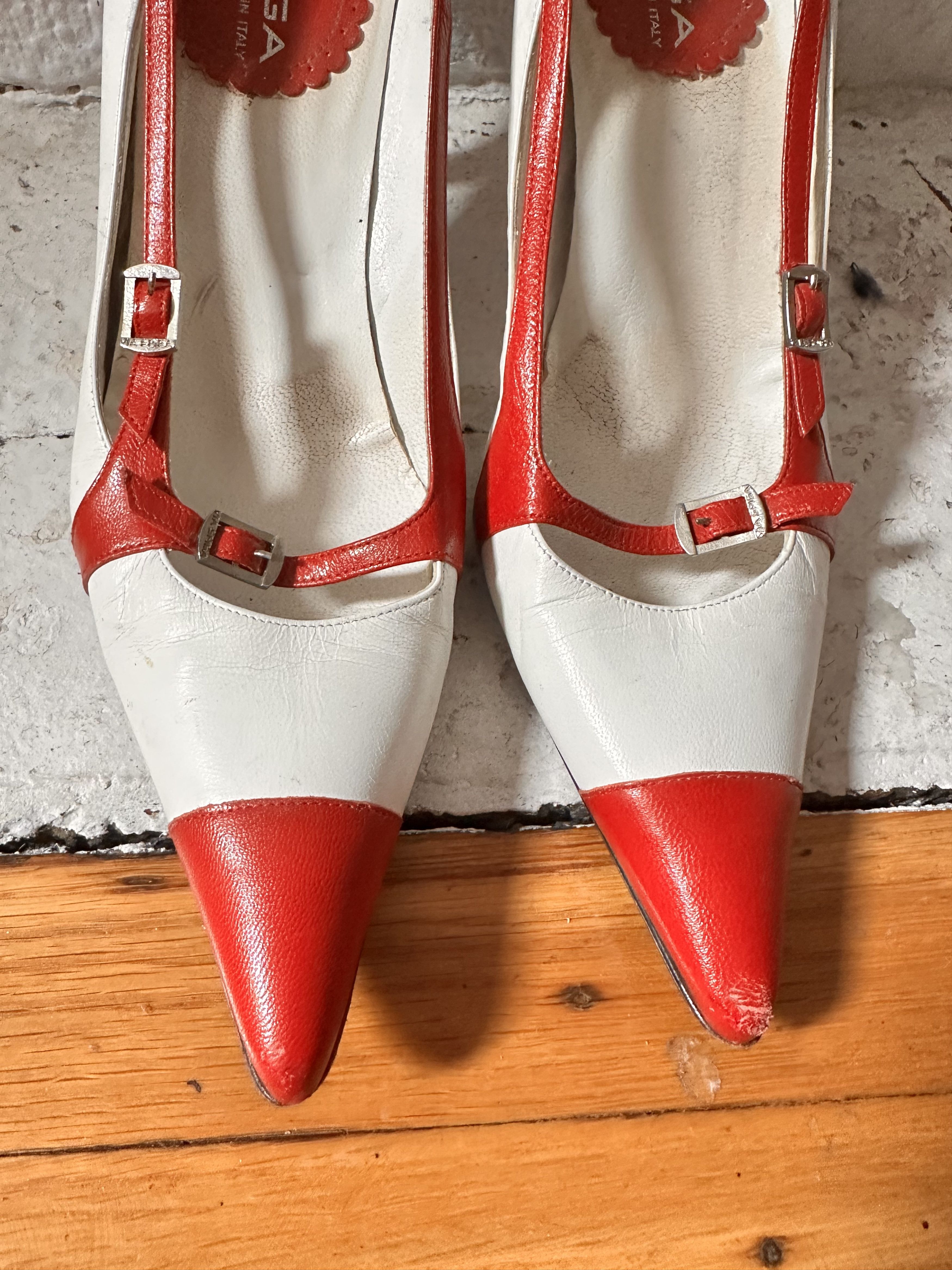 Vintage VIA SPIGA RED AND WHITE Y2K HEELS _ 8.5 Size US 8.5 / IT 38.5 - 7 Thumbnail