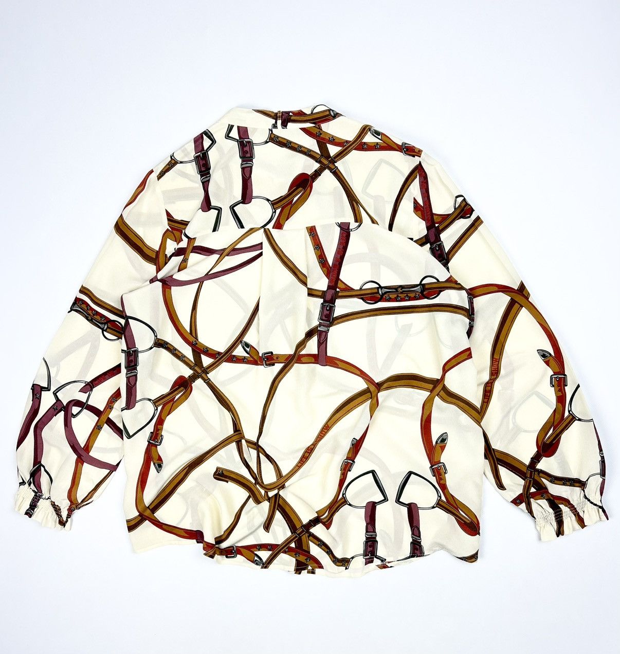 Marella Marella Silk Blouse Scarf Print Equestrian Hermes Style Size L / US 10 / IT 46 - 12 Thumbnail