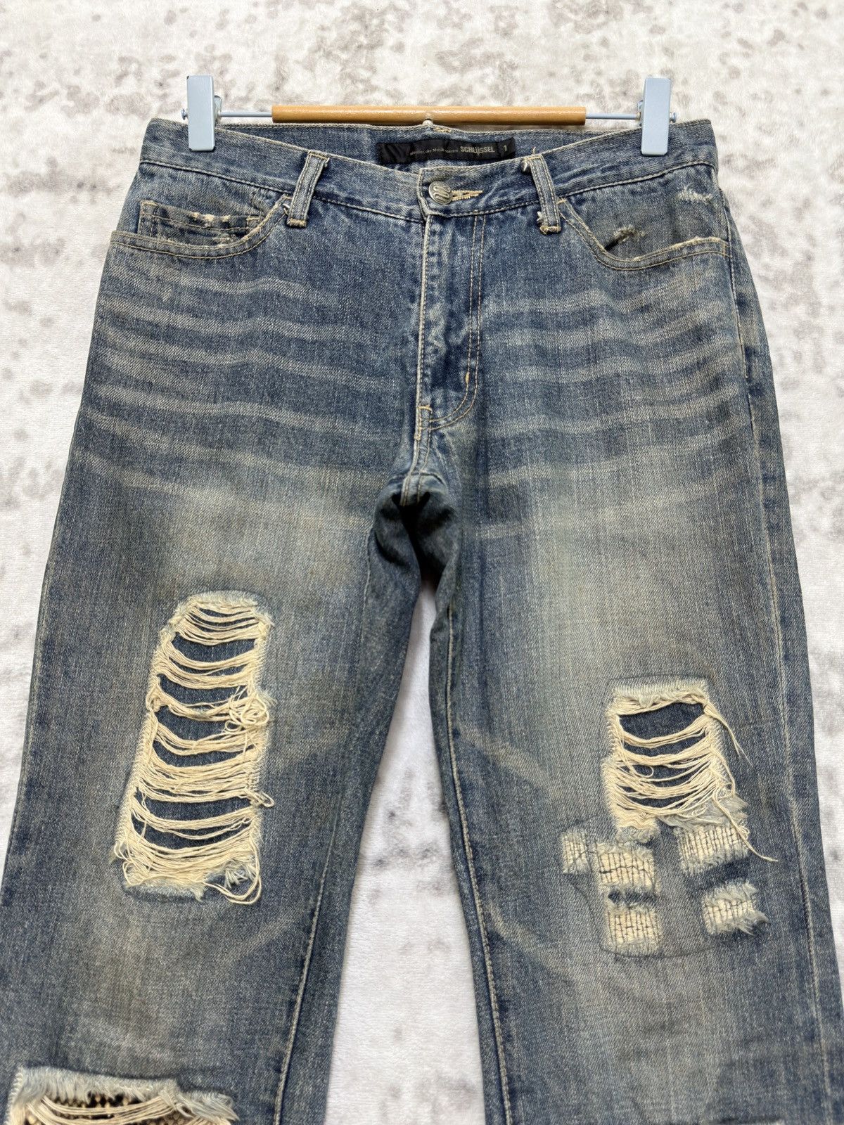 Schlussel Schlussel Distressed Snake Patch Y2K Grunge Denim Jeans Size US 29 - 3 Thumbnail