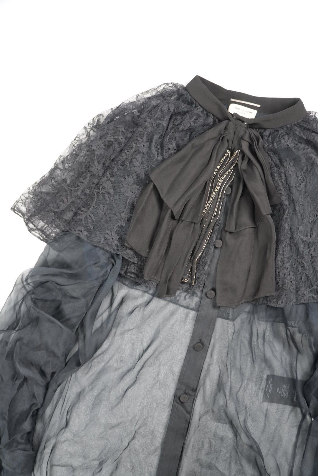 Saint Laurent Paris Saint Laurent Black Silk Sheer Long Sleeve Blouse Size M / US 6-8 / IT 42-44 - 4 Thumbnail