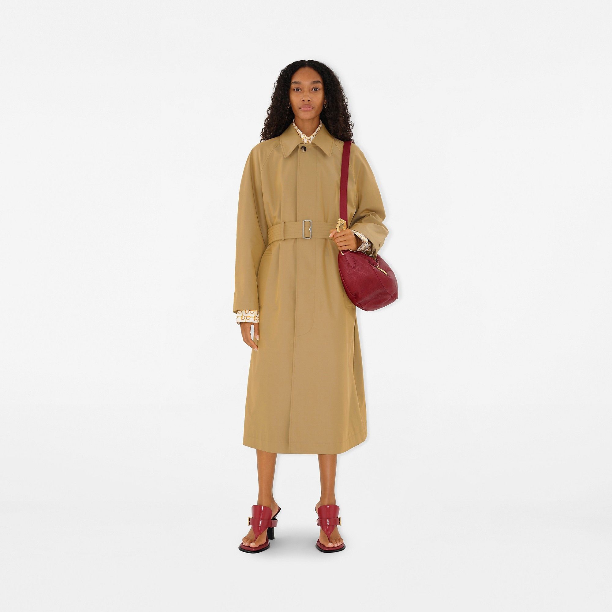 Burberry o1w1db10426 Long Gabardine Car Coat in Spelt Size S / US 4 / IT 40 - 2 Thumbnail