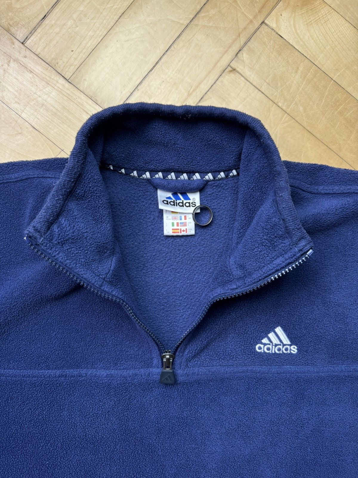Adidas Y2K Adidas Teal Fleece Quarter Zip Size US L / EU 52-54 / 3 - 3 Thumbnail