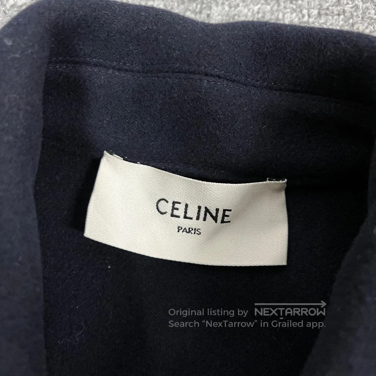 Celine CELINE SIZE 34 Gold-embossed Navy Blue Wool Coat| Size S / US 4 / IT 40 - 7 Thumbnail