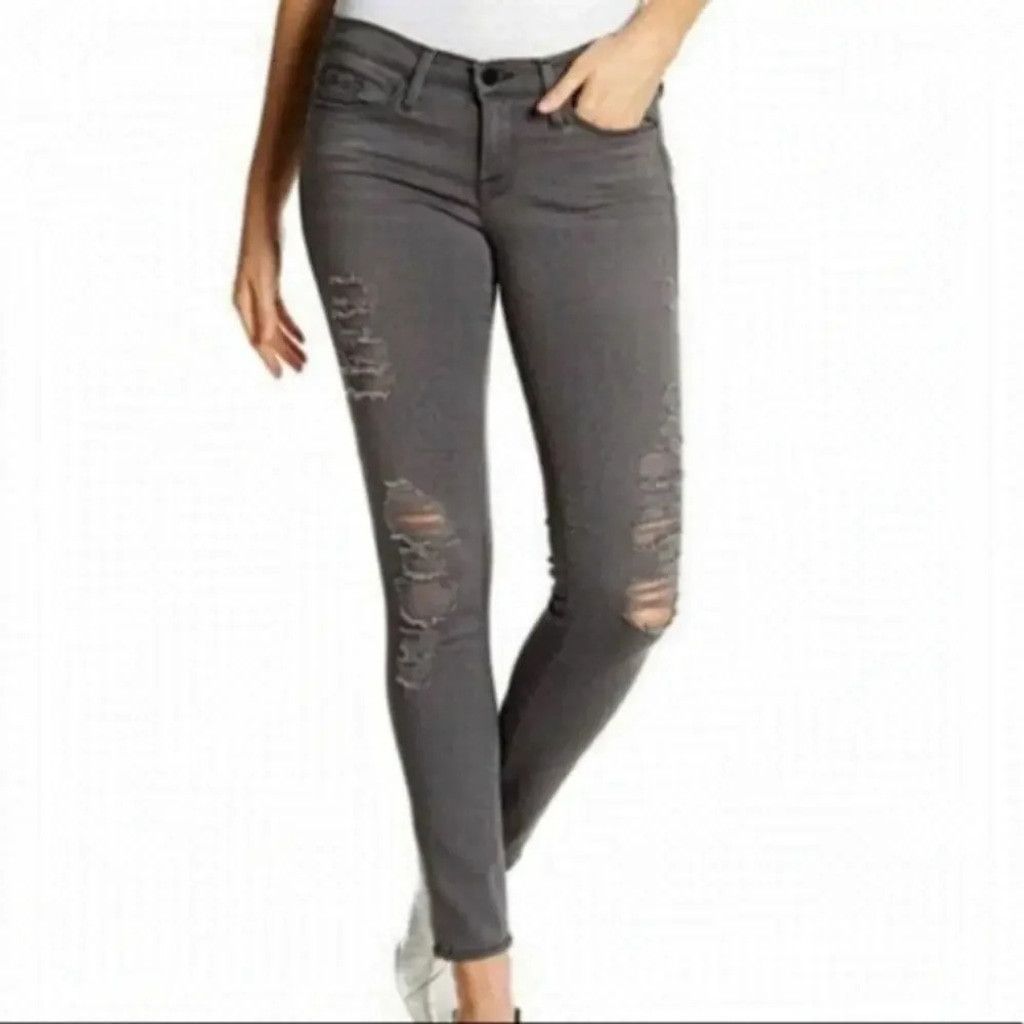 Frame FRAME Le Skinny de Jeanne – Grey Shred Ripped Jeans 👖✨ Size 25" / US 0 / IT 36 - 1 Thumbnail