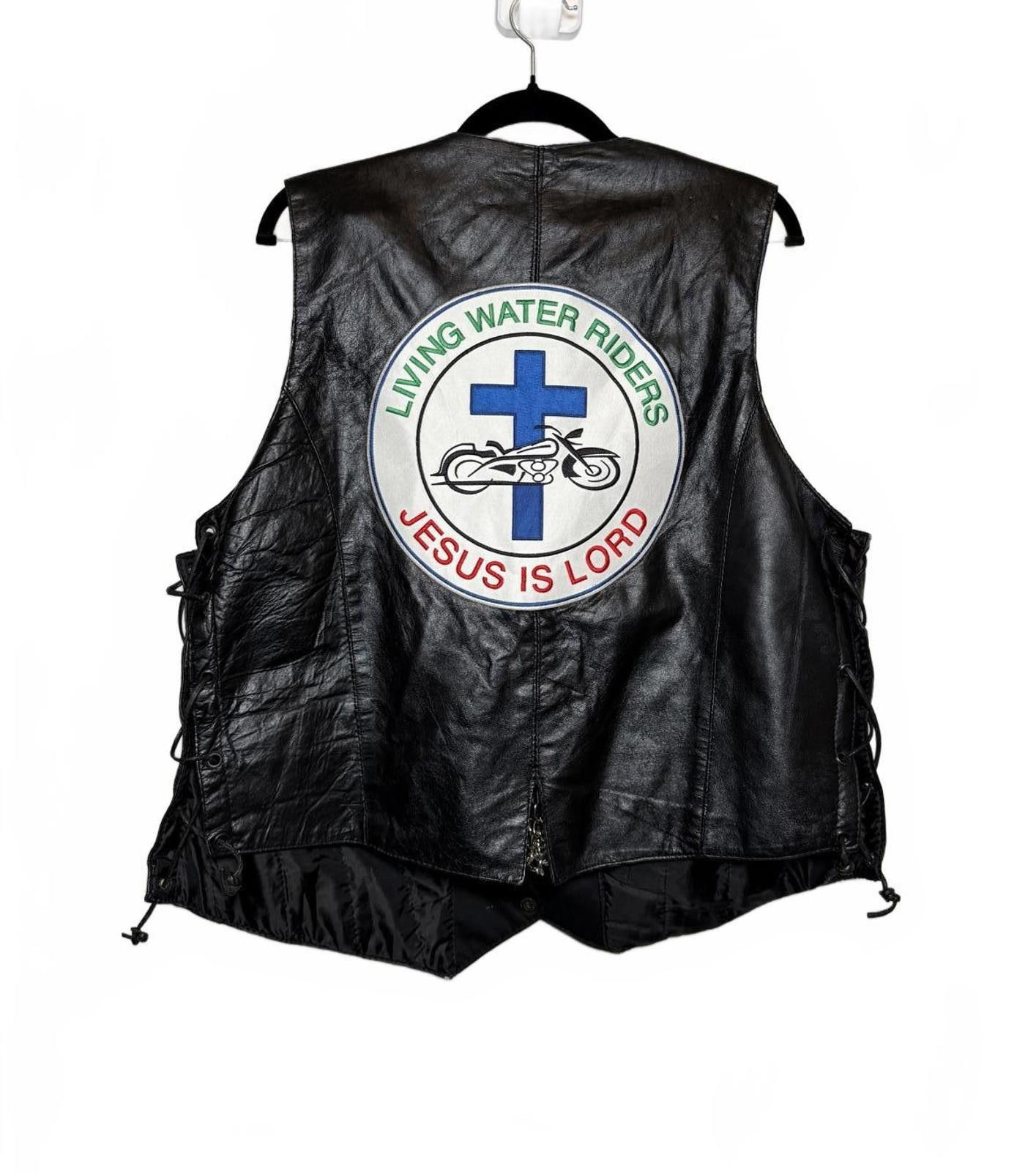 Other Ride or Die for Jesus Black Leather Bikers Vest Size XL / US 12-14 / IT 48-50 - 1 Thumbnail