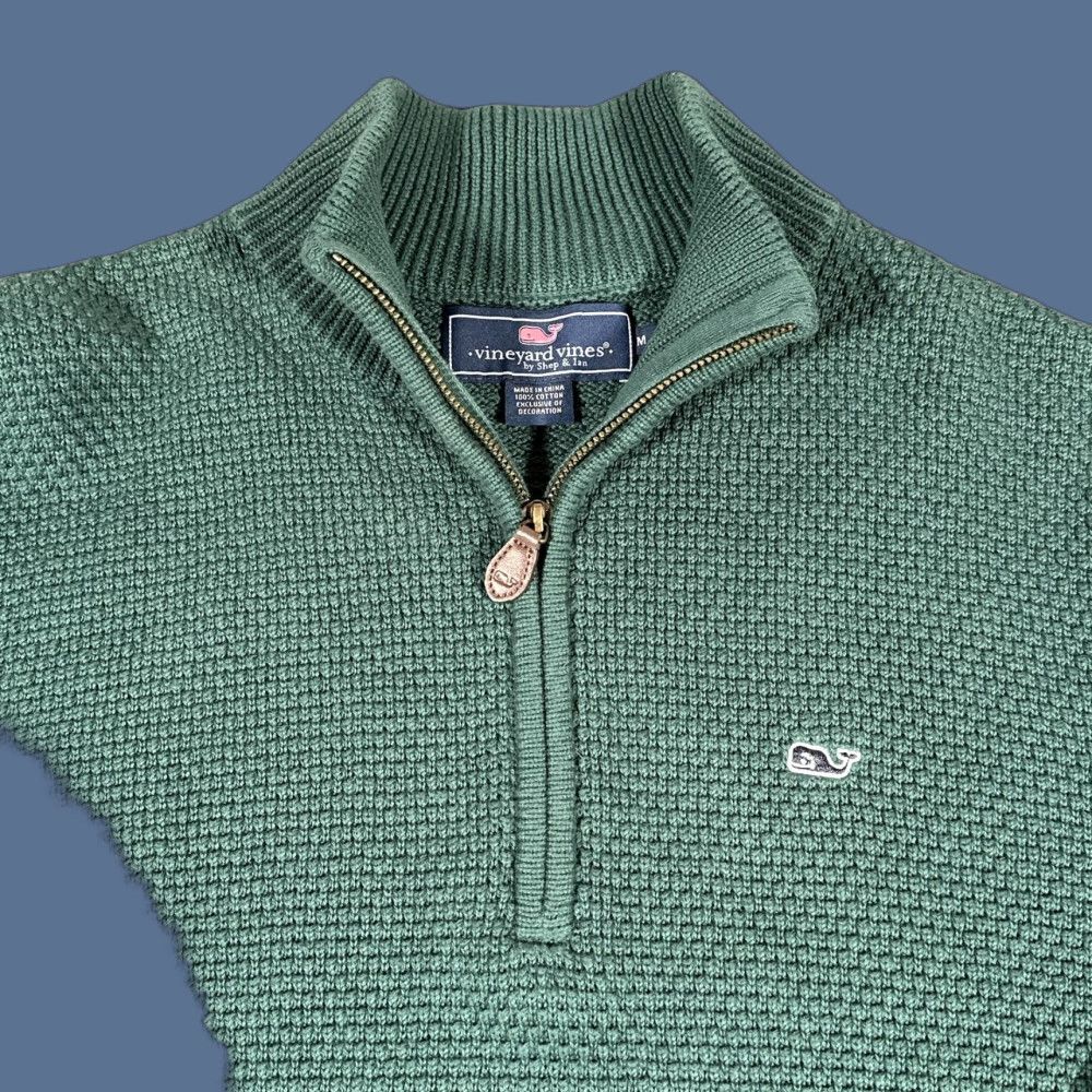 Vineyard Vines Vineyard Vines Sweater Mens Medium Green Quarter Zip Seed Stitch Fisherman Nautical Size US M / EU 48-50 / 2 - 1 Thumbnail