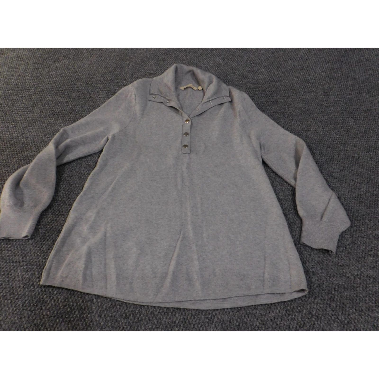 Soft Surroundings Soft Surroundings Sweater Womens Medium Gray Pullover Collared Button Cozy Fall Size M / US 6-8 / IT 42-44 - 3 Thumbnail