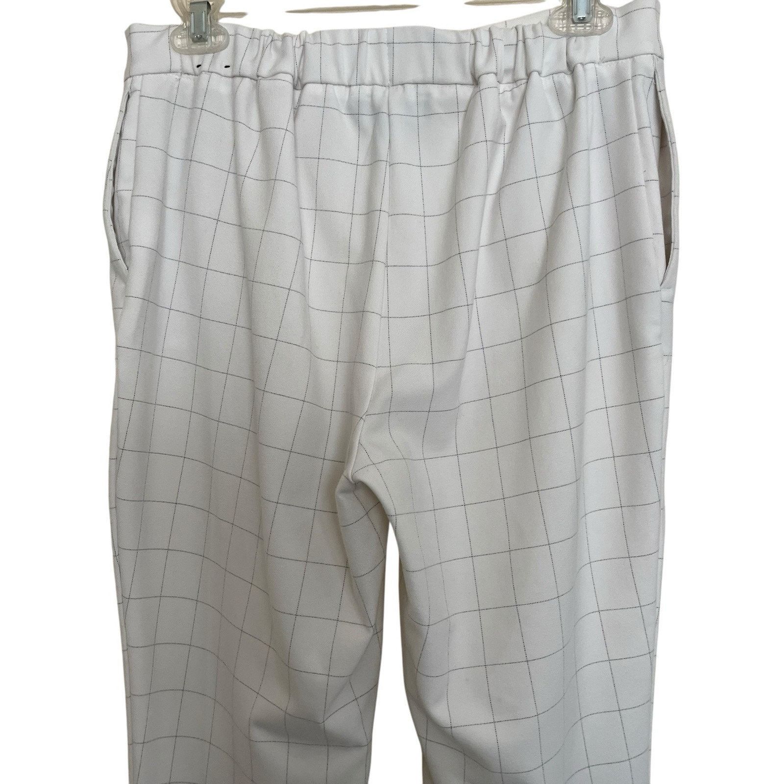 Rachel Zoe Rachel Zoe | White Windowpane Elastic Waist Crop Preppy Pant Size 28" / US 6 / IT 42 - 4 Thumbnail