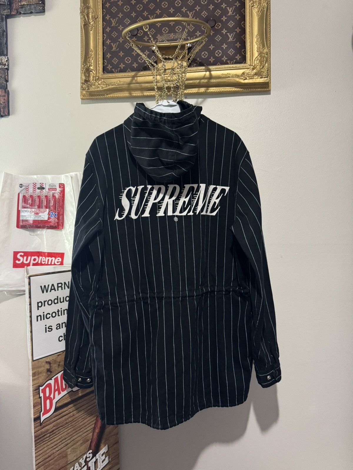 Supreme Supreme Pinstrip Twill Parka Medium Black Size US M / EU 48-50 / 2 - 1 Thumbnail