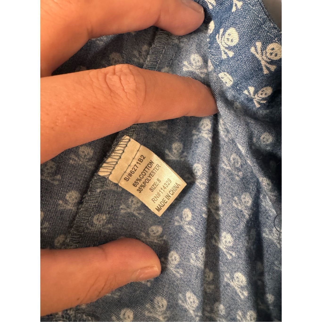 Other Poetry Skull Print Chambray Tie Front Crop Top Size SMALL Size S / US 4 / IT 40 - 4 Thumbnail