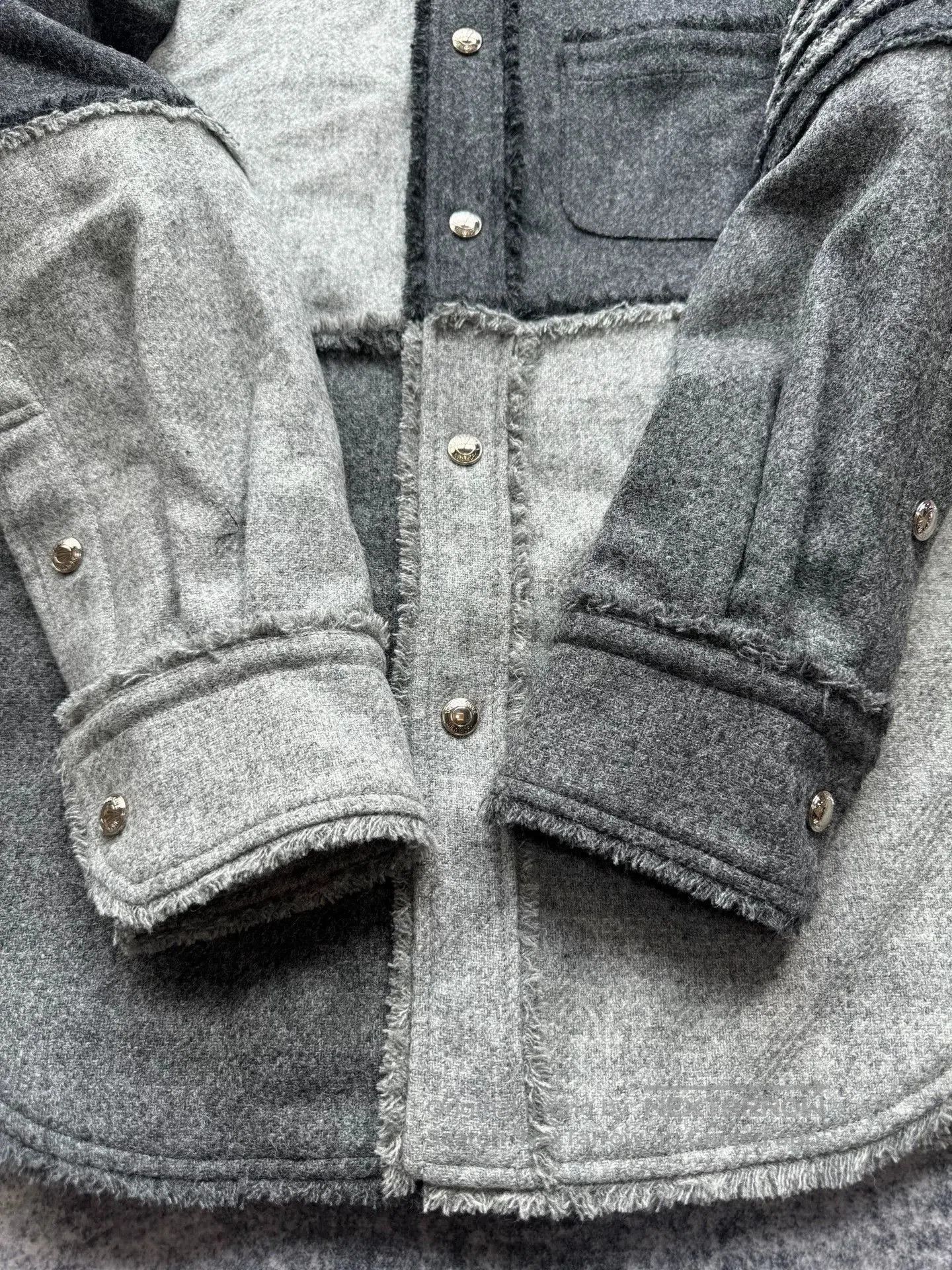 Thom Browne thom browne patchwork fringed wool shirt jacket. Size US M / EU 48-50 / 2 - 5 Thumbnail