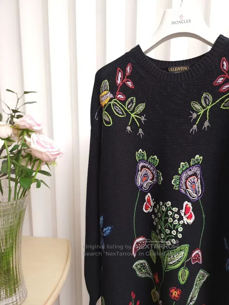 Valentino Valentino Black embroidered sweater dress Size S / US 4 / IT 40 - 4 Thumbnail
