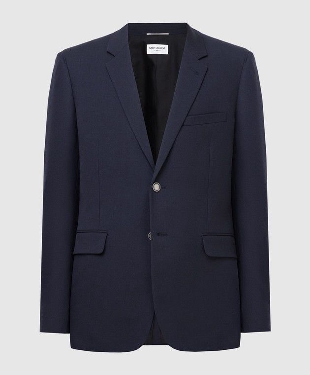 Saint Laurent Paris Saint Laurent Paris - Navy Blue Wool Blazer Size 46S - 1 Thumbnail