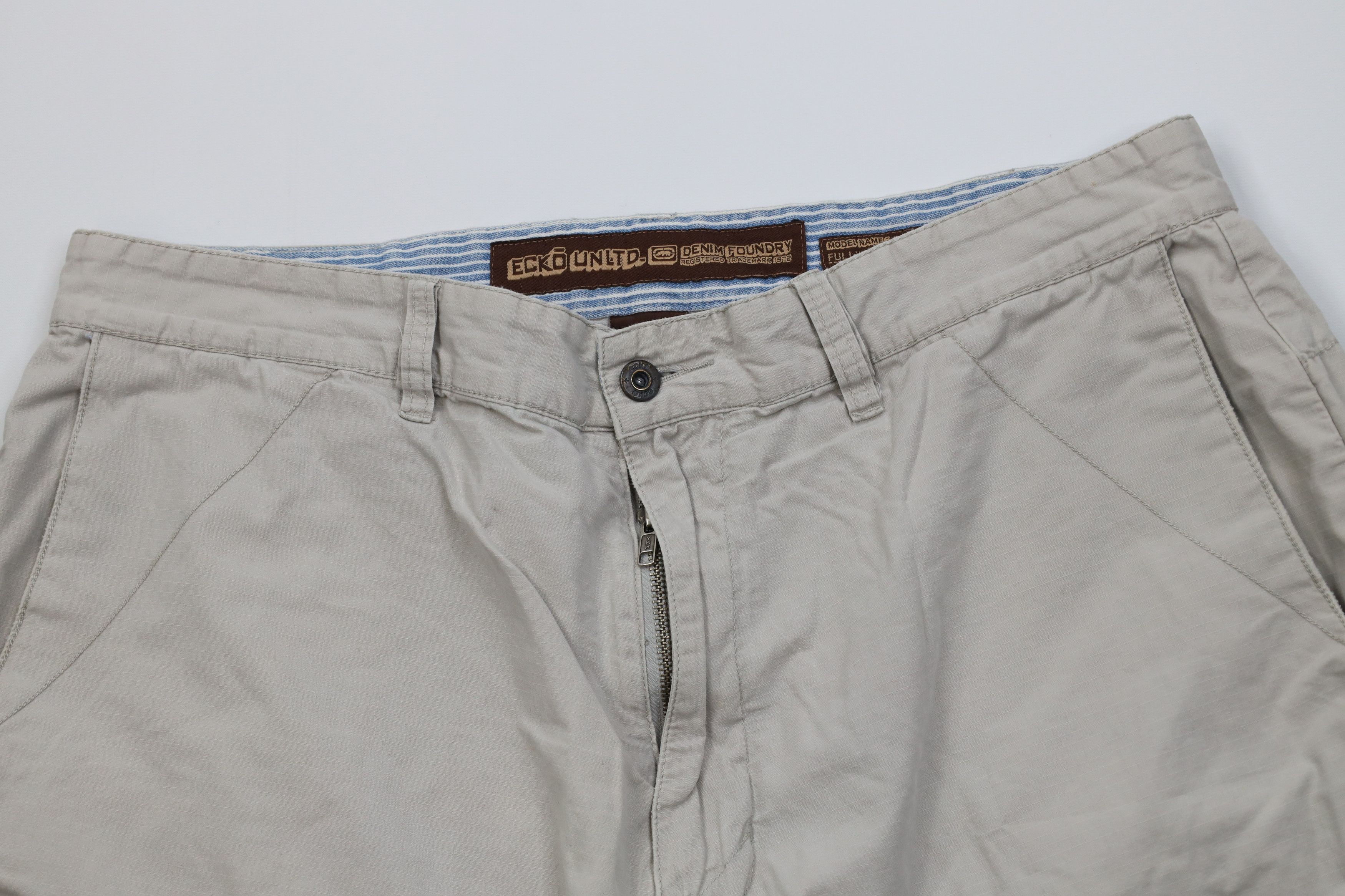 Ecko Unltd. Vintage 90s Y2K Ecko Baggy Ripstop Cargo Shorts Beige Cotton Size US 38 / EU 54 - 2 Thumbnail