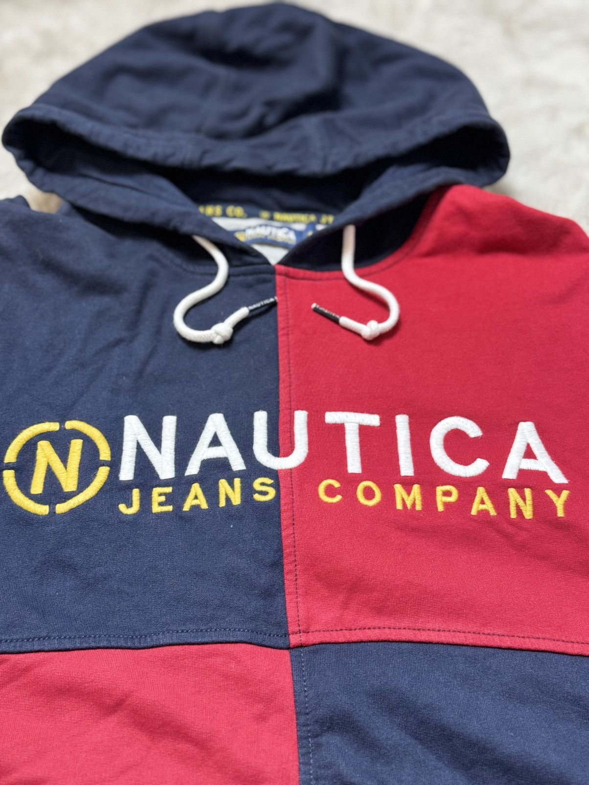 Nautica Nautica Jeans Co Colorblock Hoodie Big Logo Patch – Size M Size US M / EU 48-50 / 2 - 2 Thumbnail