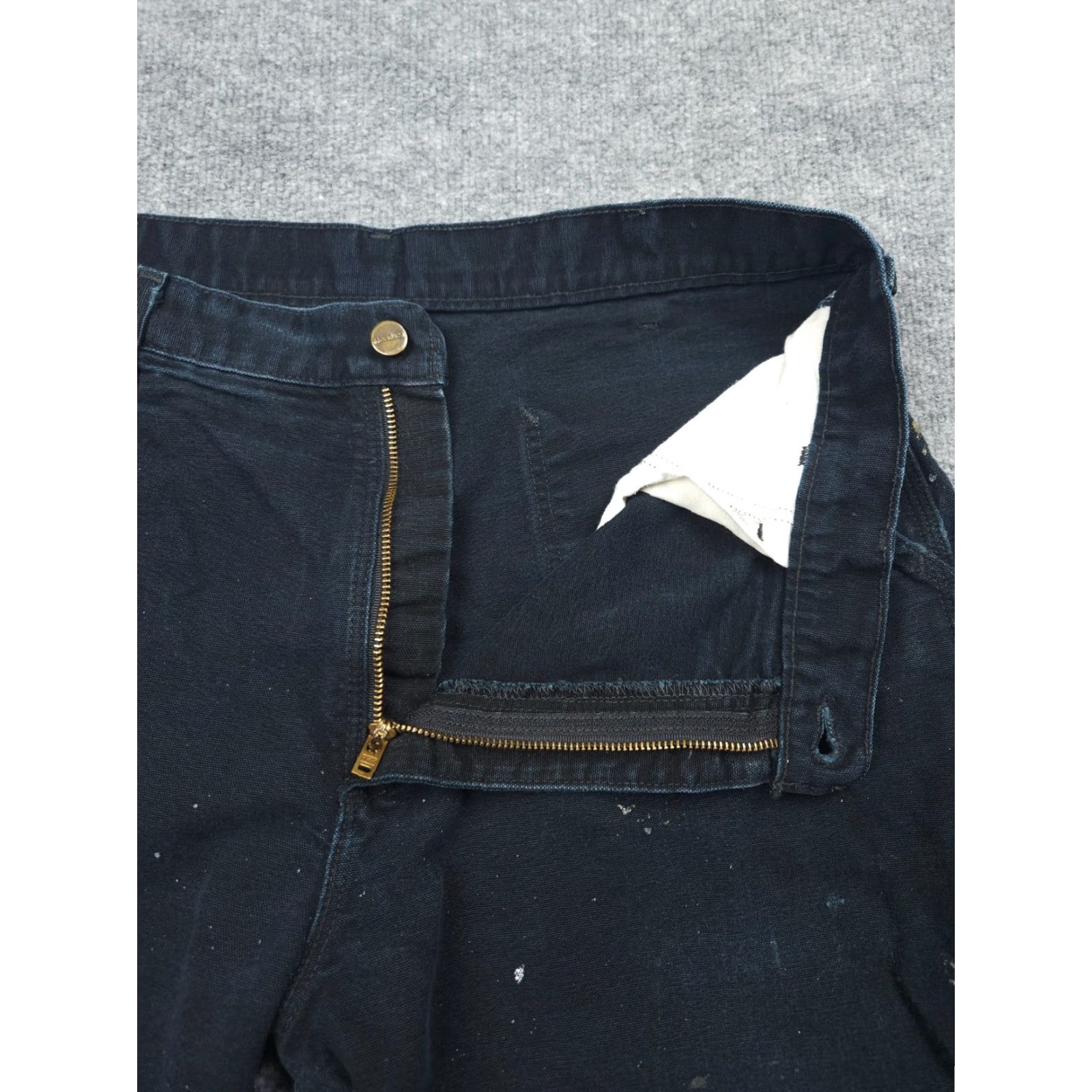 Carhartt VINTAGE Carhartt Carpenter Jeans Mens 34 x 32 Paint Distress Hole Workwear Denim Cotton Straight 34 in Inseam 32 in Black Mens Size US 34 / EU 50 - 5 Thumbnail