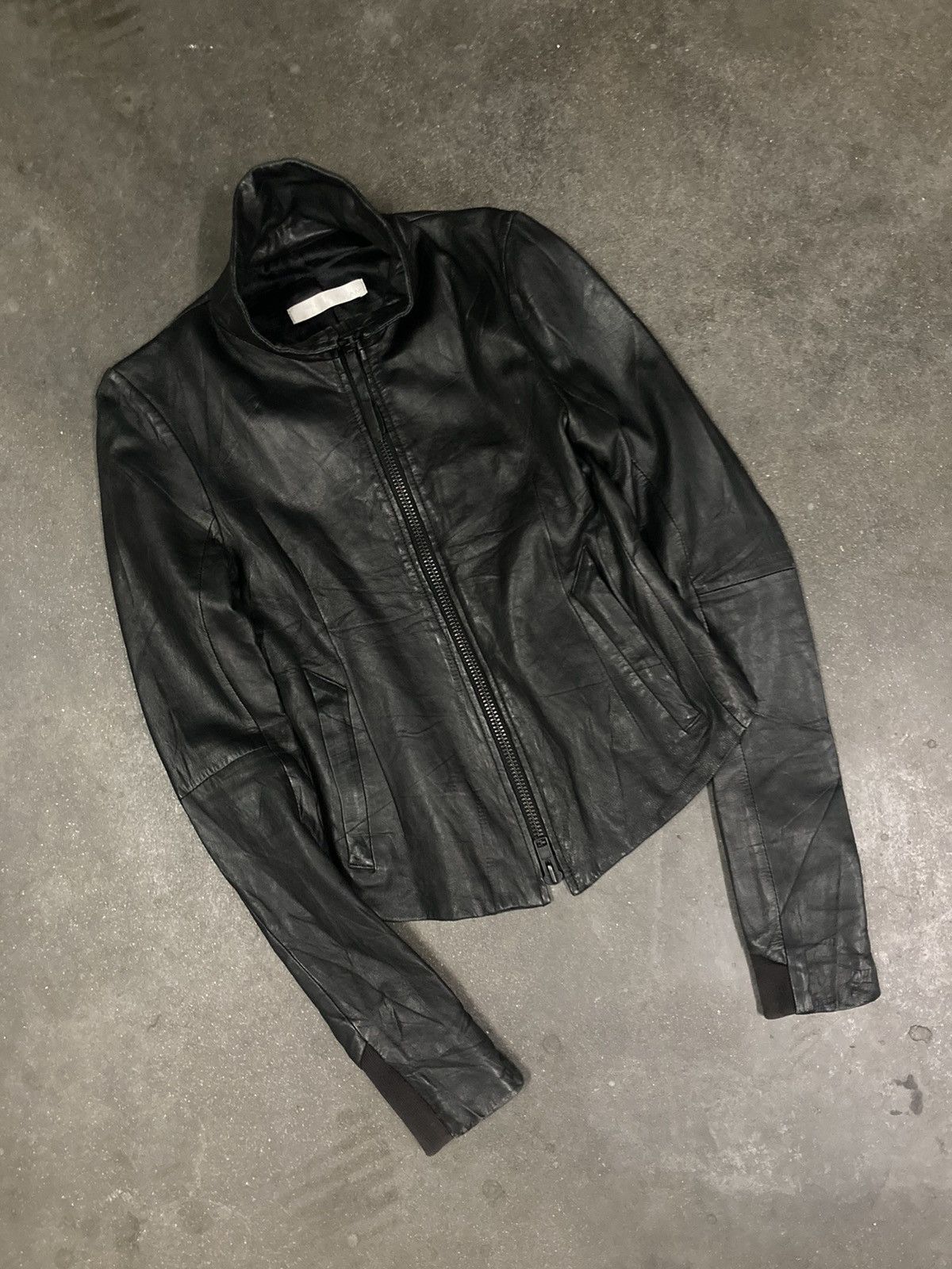 EKAM docking zip gimmick leather jacket
