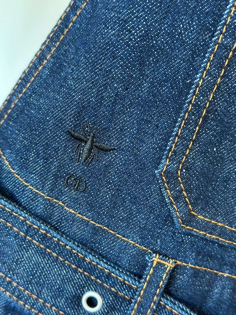 Dior Dior Blue little bee embroidered denim strap skirt Size XS / US 0-2 / IT 36-38 - 2 Thumbnail