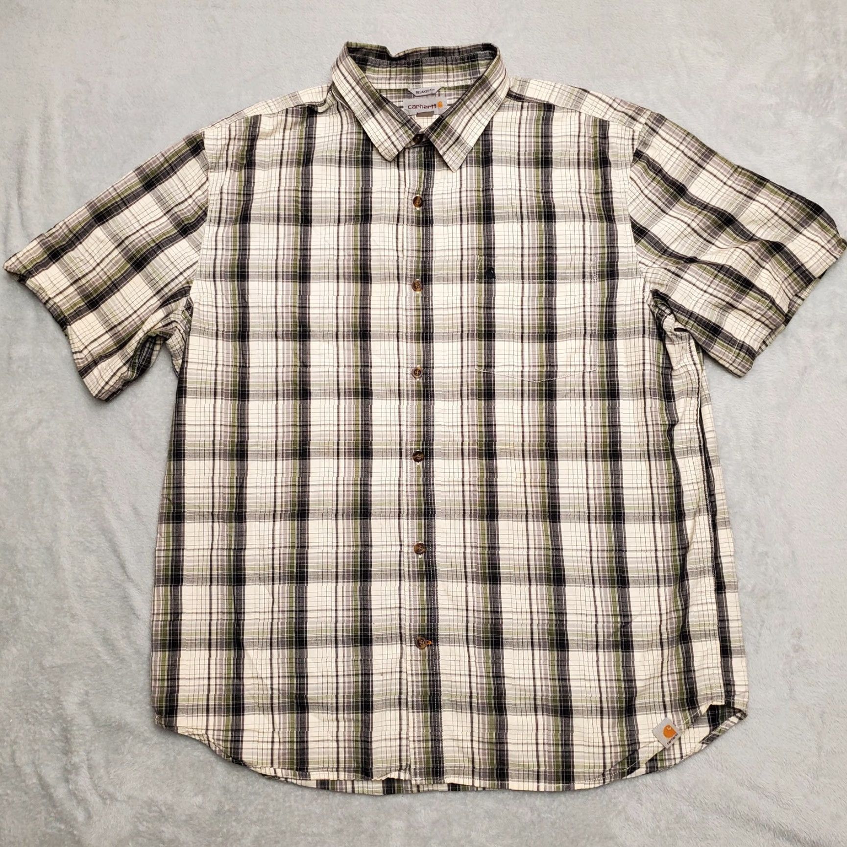 Carhartt Carhartt Shirt Mens XL Black Plaid Relaxed Fit Short Sleeve Outdoors Button-Up Shirt Size US XL / EU 56 / 4 - 2 Thumbnail