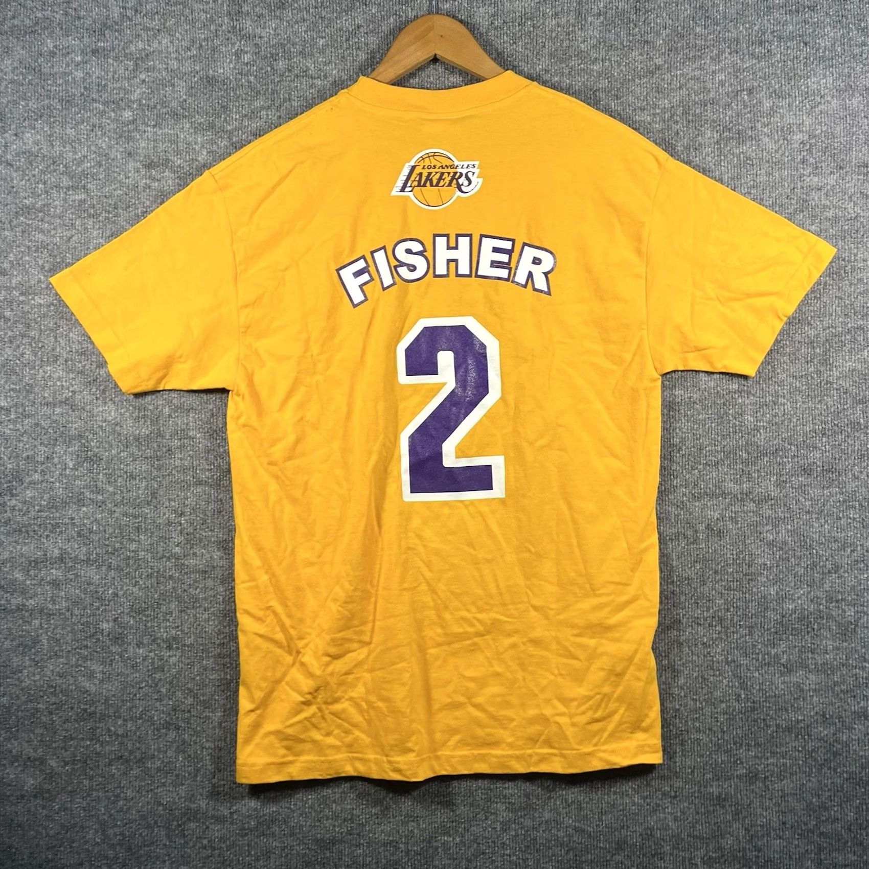 Vintage VINTAGE Los Angeles Lakers T Shirt Mens L Derrick Fisher Kobe 90s Nike Shirt USA Basketball Shirt Gold Size US L / EU 52-54 / 3 - 4 Thumbnail