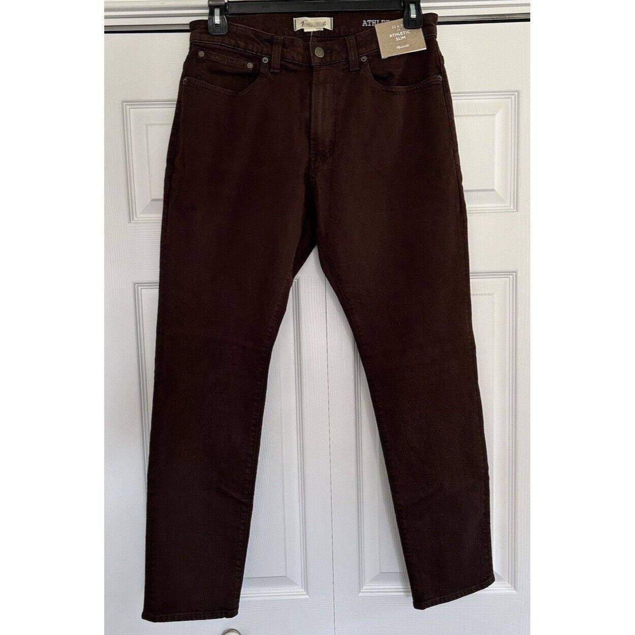MADEWELL Men's Athletic Slim Flex Garment Dyed Brown Denim J