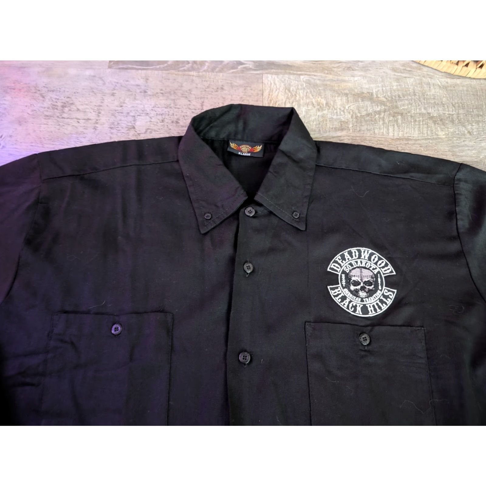Deadwood Sturgis Deadwood Black Hills Biker Shop Button Shirt Mens Black XL EUC Size US XL / EU 56 / 4 - 3 Thumbnail